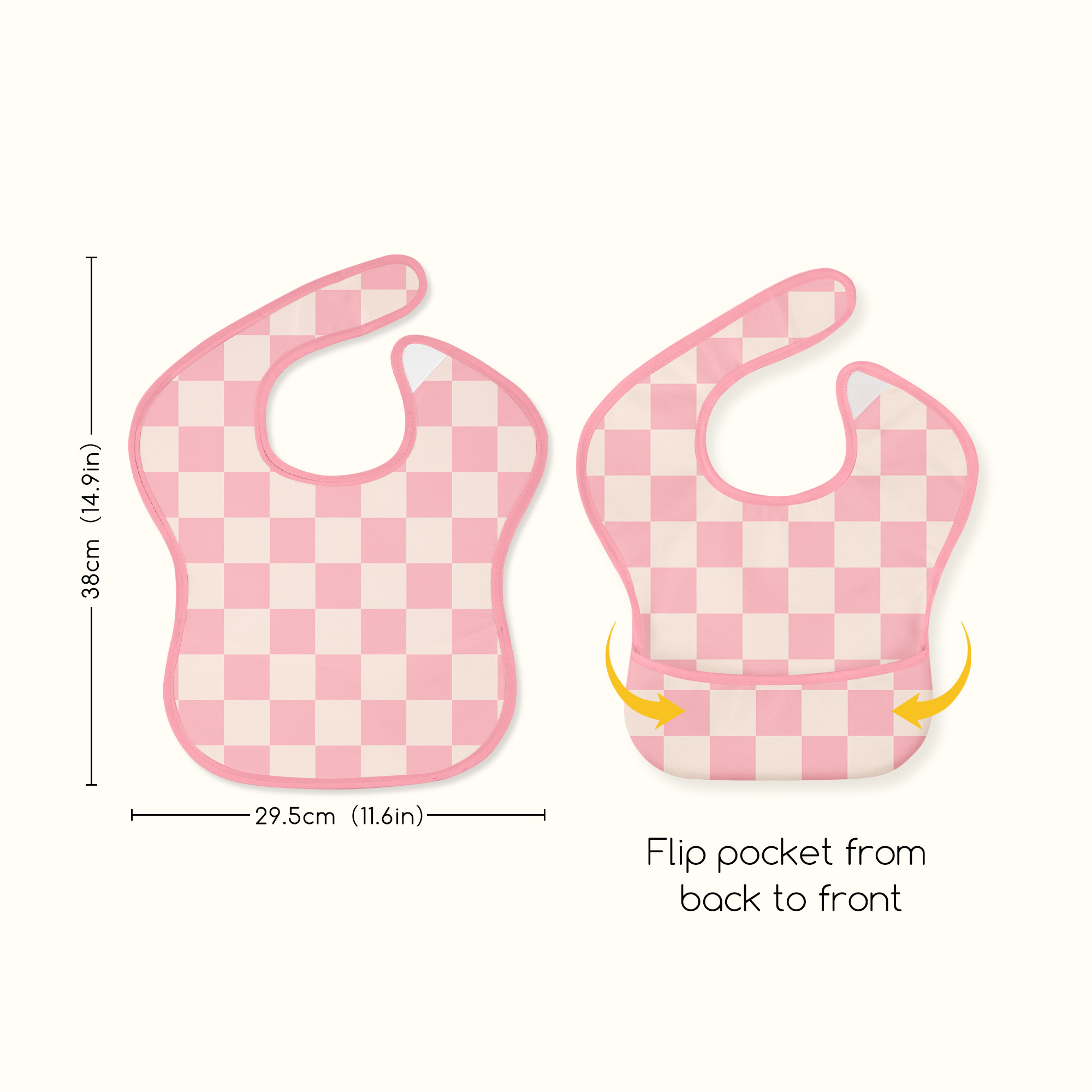 Pink Check & Petal | Gllquen baby Waterproof Bibs 3 Pack | 3-24 Months