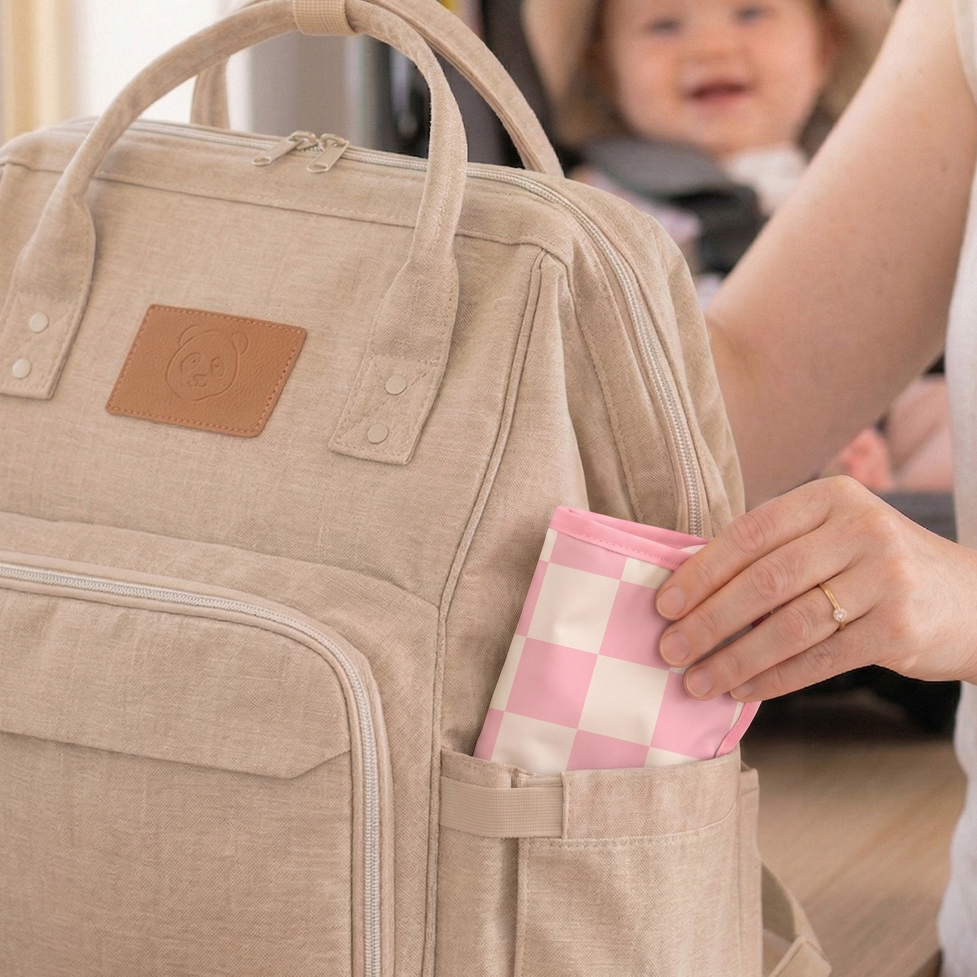 Pink Check & Petal | Gllquen baby Waterproof Bibs 3 Pack | 3-24 Months