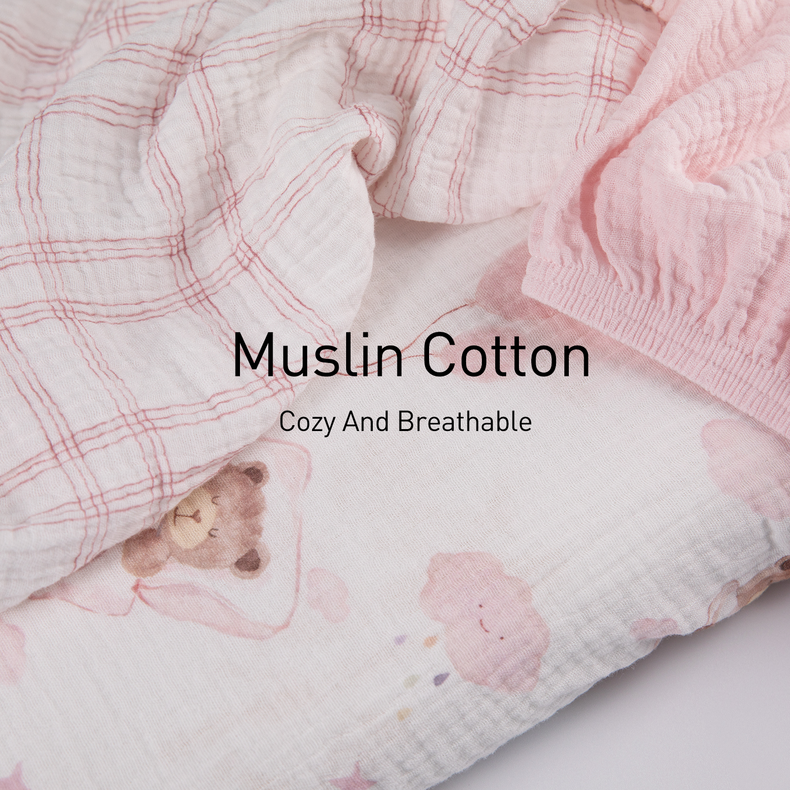 Bear's Dreamland | Muslin Bassinet Sheets 3-Pack | 33''*17''