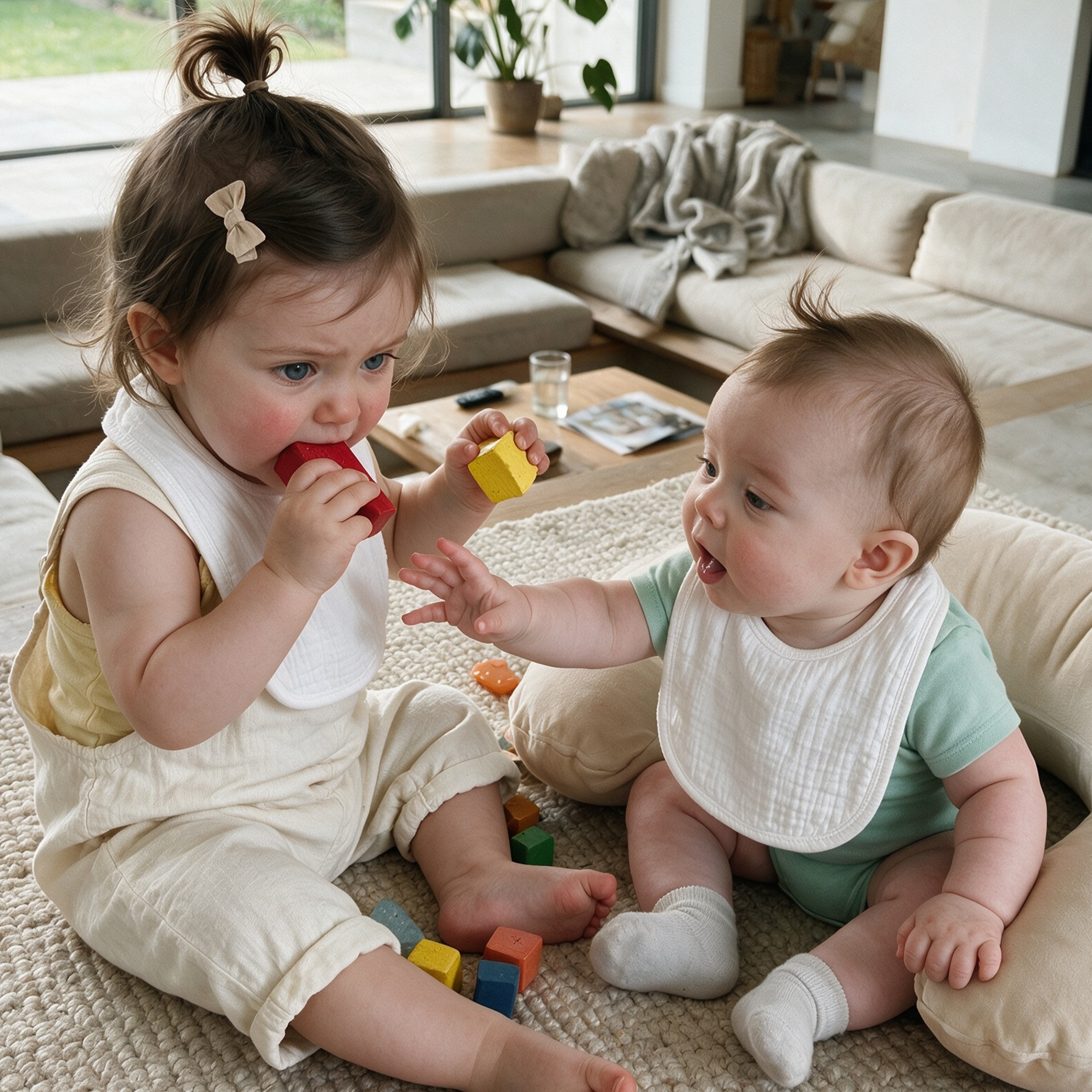 Natural White Solid | baby muslin bibs 8 pack | 0-36 months