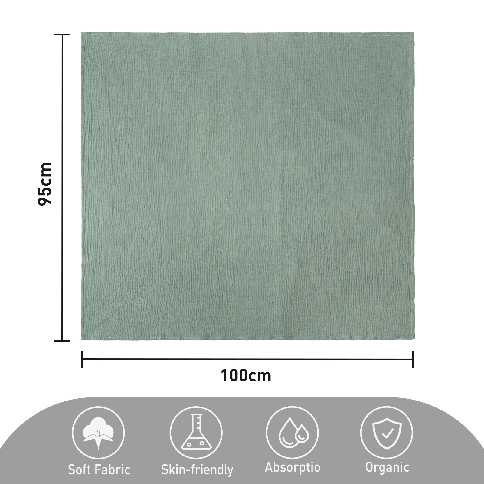 Muslin Swaddle Blankets 2-Pack, 38"x40" - Sage