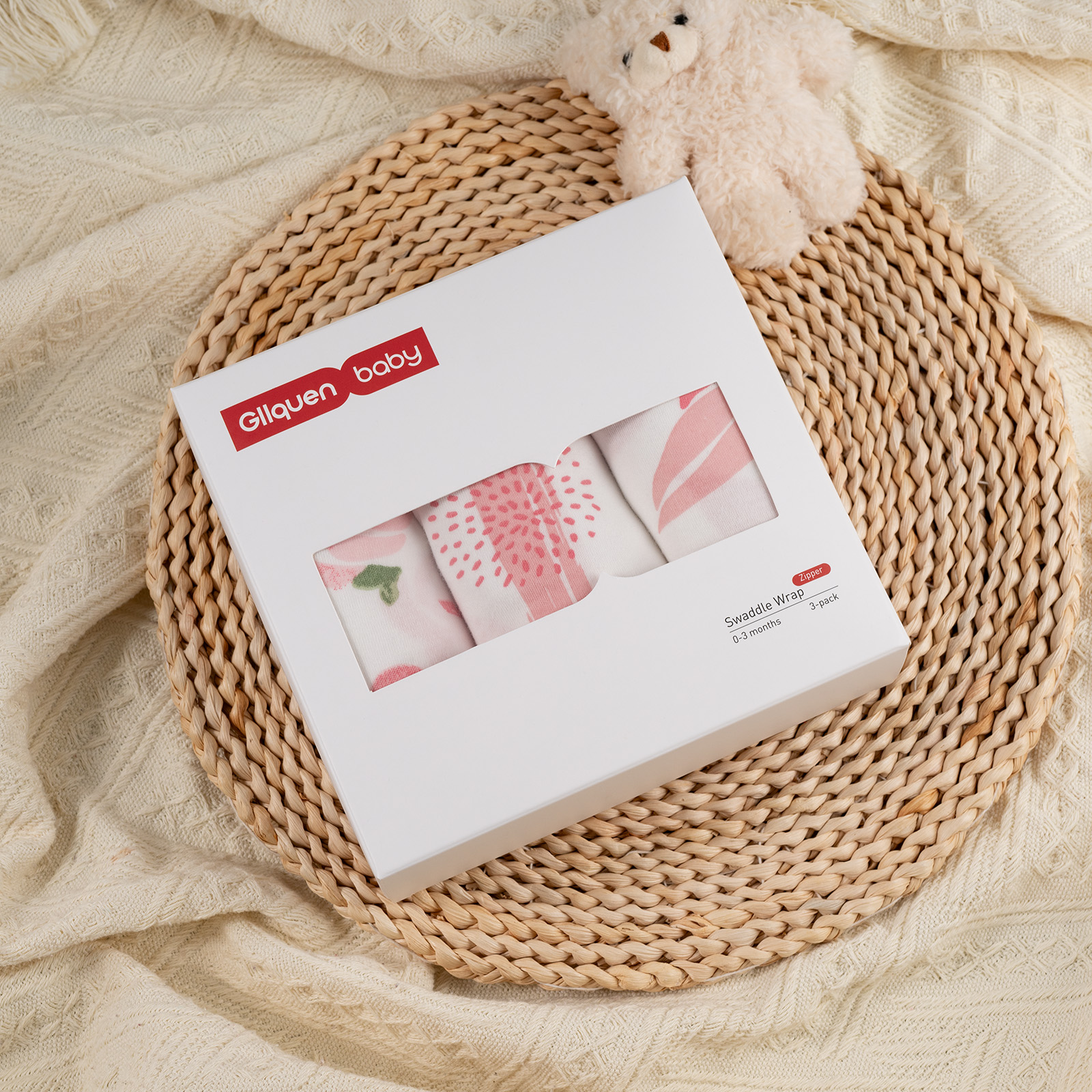 Pink Floral  | Zipper Swaddle Wrap 0-3 Months 3 Pack