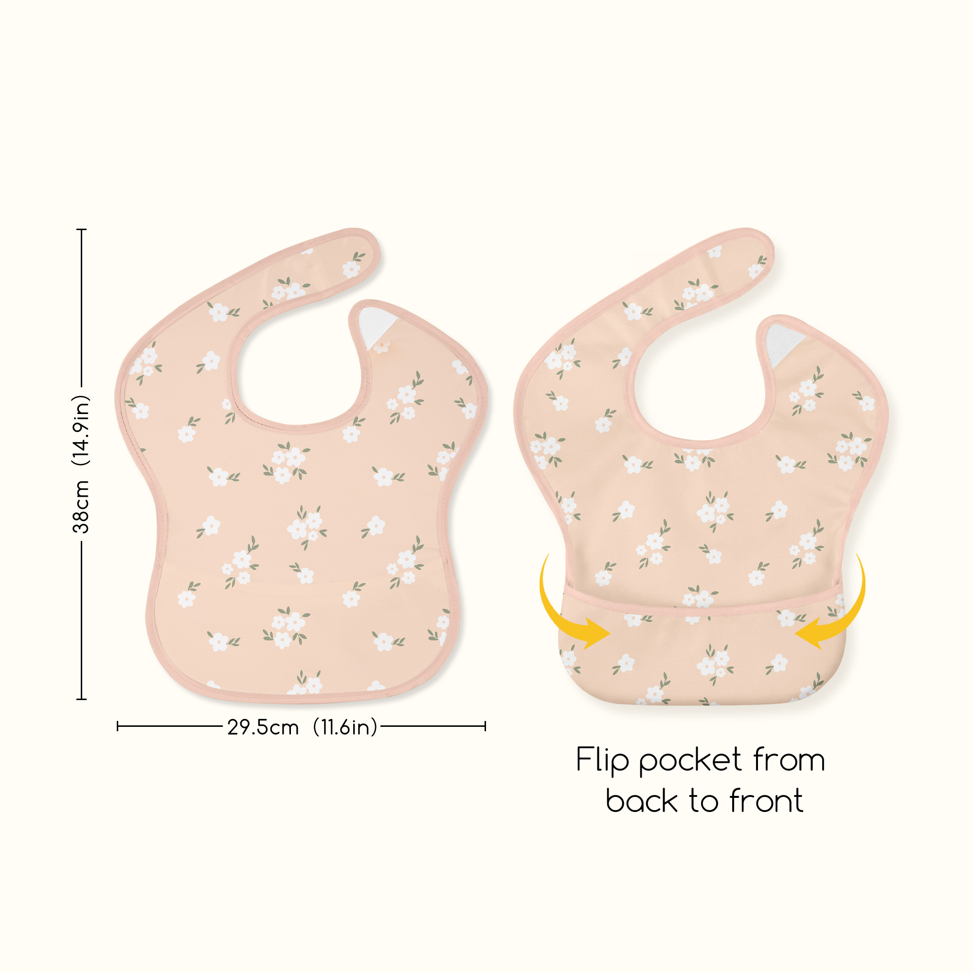 Sage Flora Whisper | Gllquen baby Waterproof Bibs 3 Pack | 3-24 Months