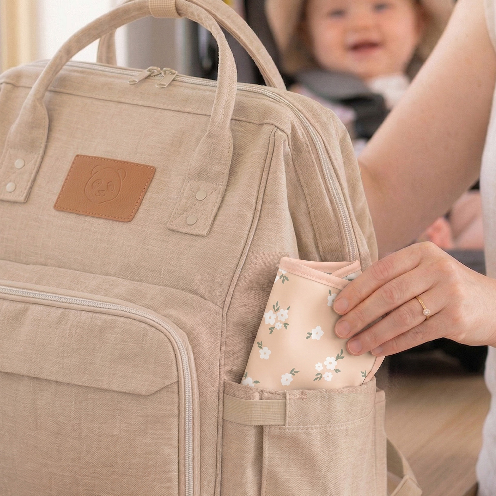 Sage Flora Whisper | Gllquen baby Waterproof Bibs 3 Pack | 3-24 Months