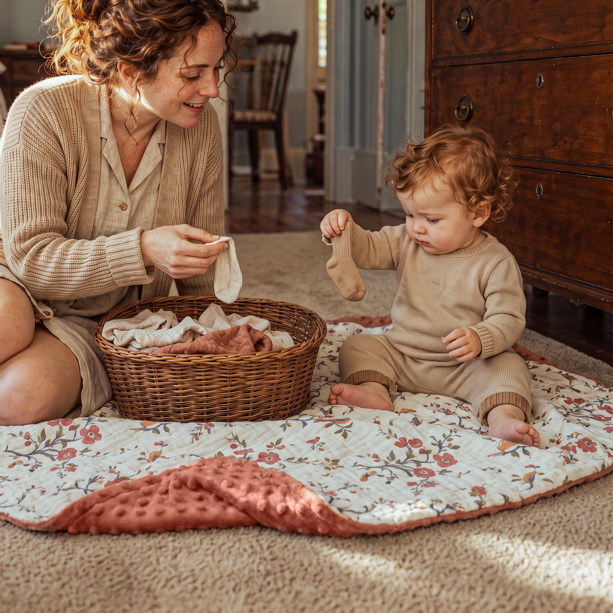 Mémé's Vintage Tablecloth | Muslin and Fleece Plush Dot Blanket | 30''*40''