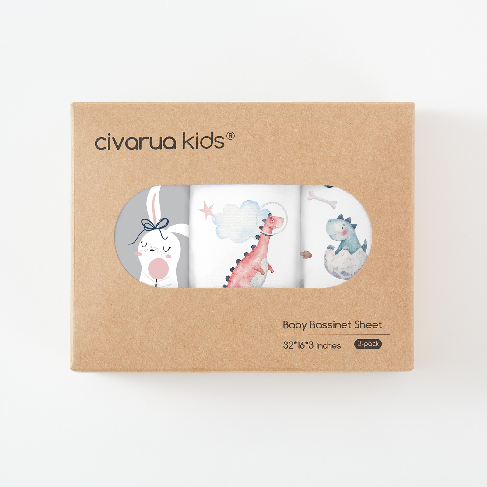 Dinosaur Rabbit | Bassinet Sheets 3-Pack | 17*33''