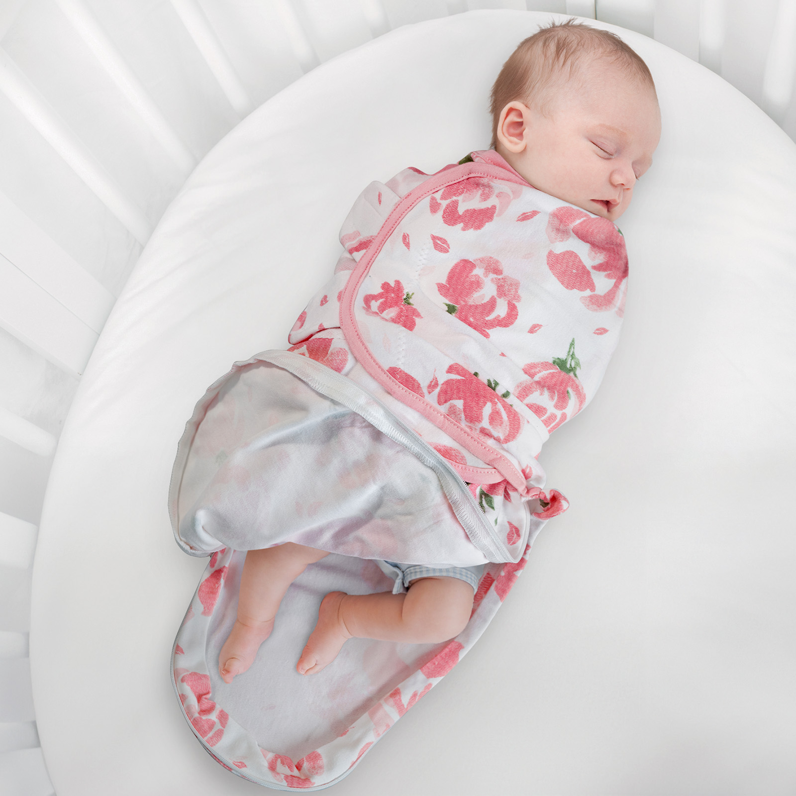 Pink Floral  | Zipper Swaddle Wrap 0-3 Months 3 Pack