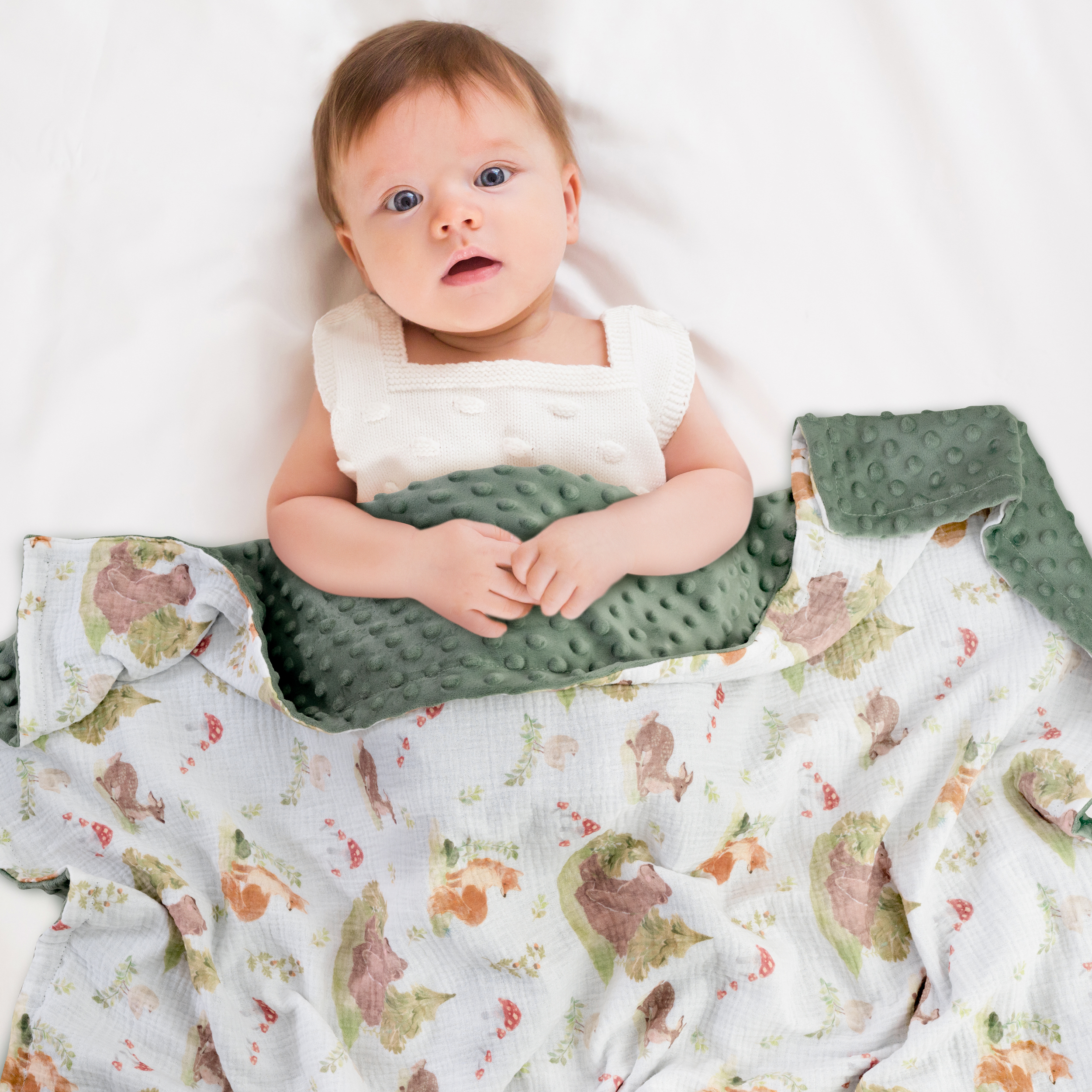 Forest Stories | Muslin and Fleece Plush Dot Blanket | 30''*40''