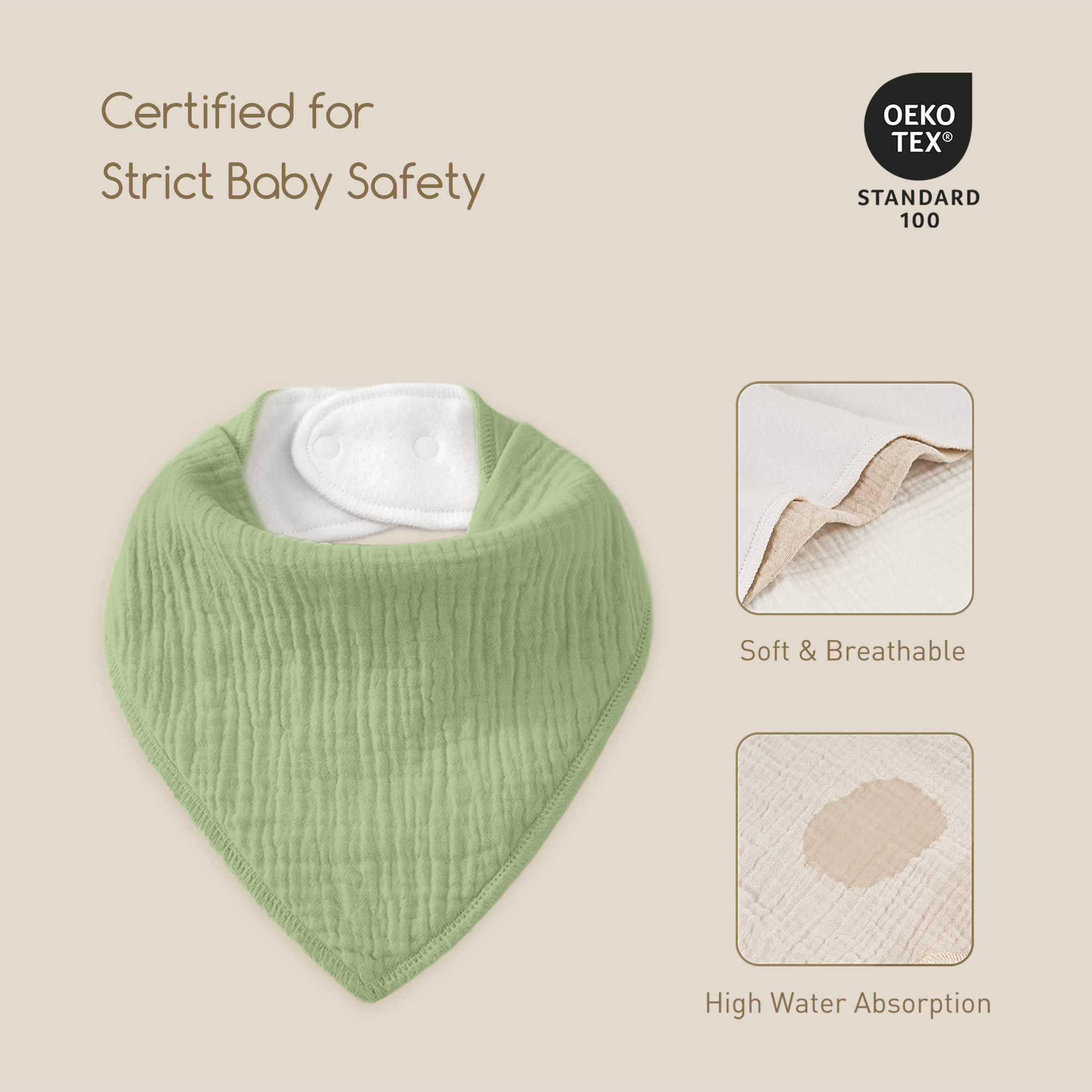 Cool Nature Mute | Soft & Absorbent Muslin Bandana Bibs 10 Pack