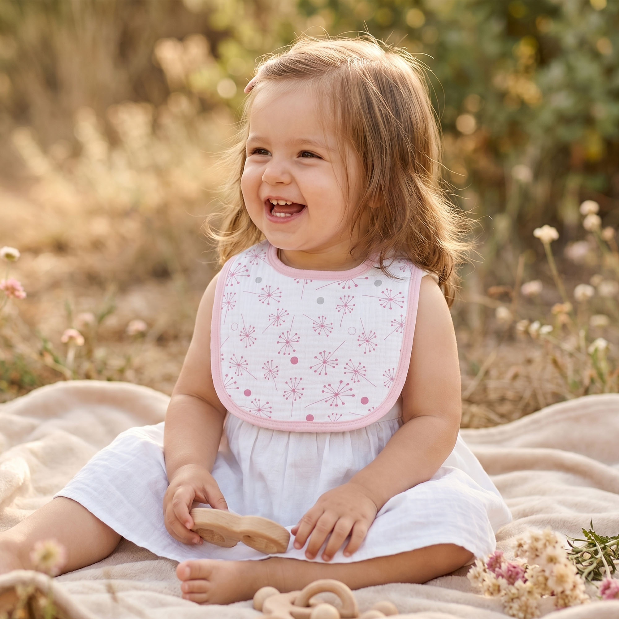 Pink Cherry Blossom | Baby Muslin Bibs 6 Pack | 0-36 Months