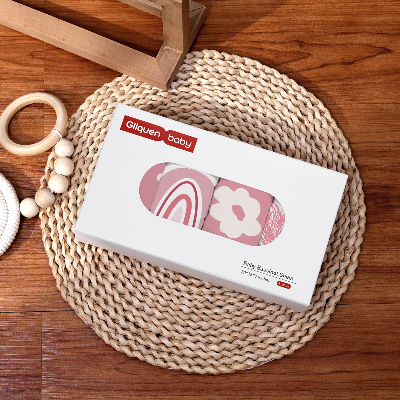 Pink Heart | Soft Microfiber Fitted Change Pad Cover & Bassinet Sheets 4 Pack | 16''*32''