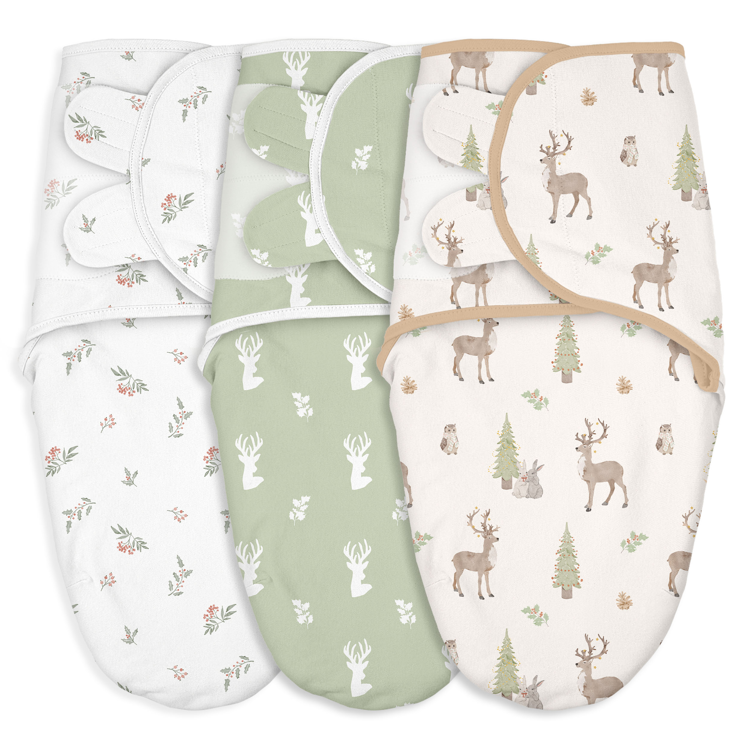 Christmas Forest Carol | Baby Swaddle 3 Pack | 0-3 Months