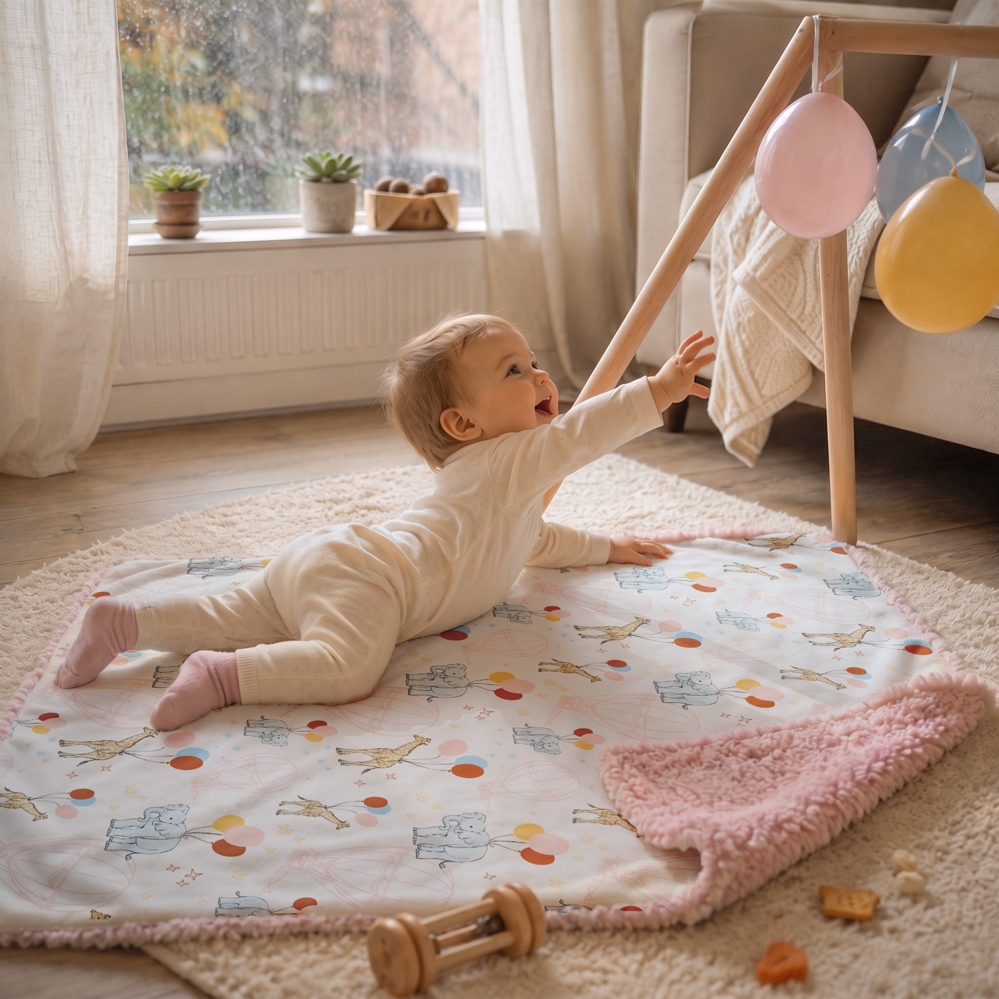 Pink Safari Party | plush baby blanket | 30''*36''