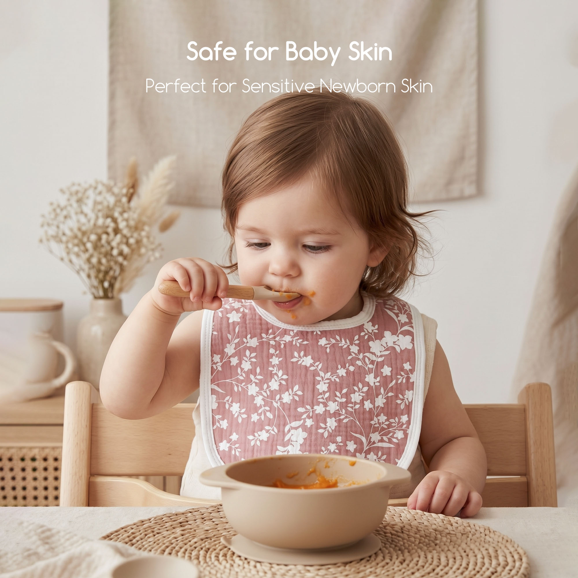 Pink Cherry Blossom | Baby Muslin Bibs 6 Pack | 0-36 Months
