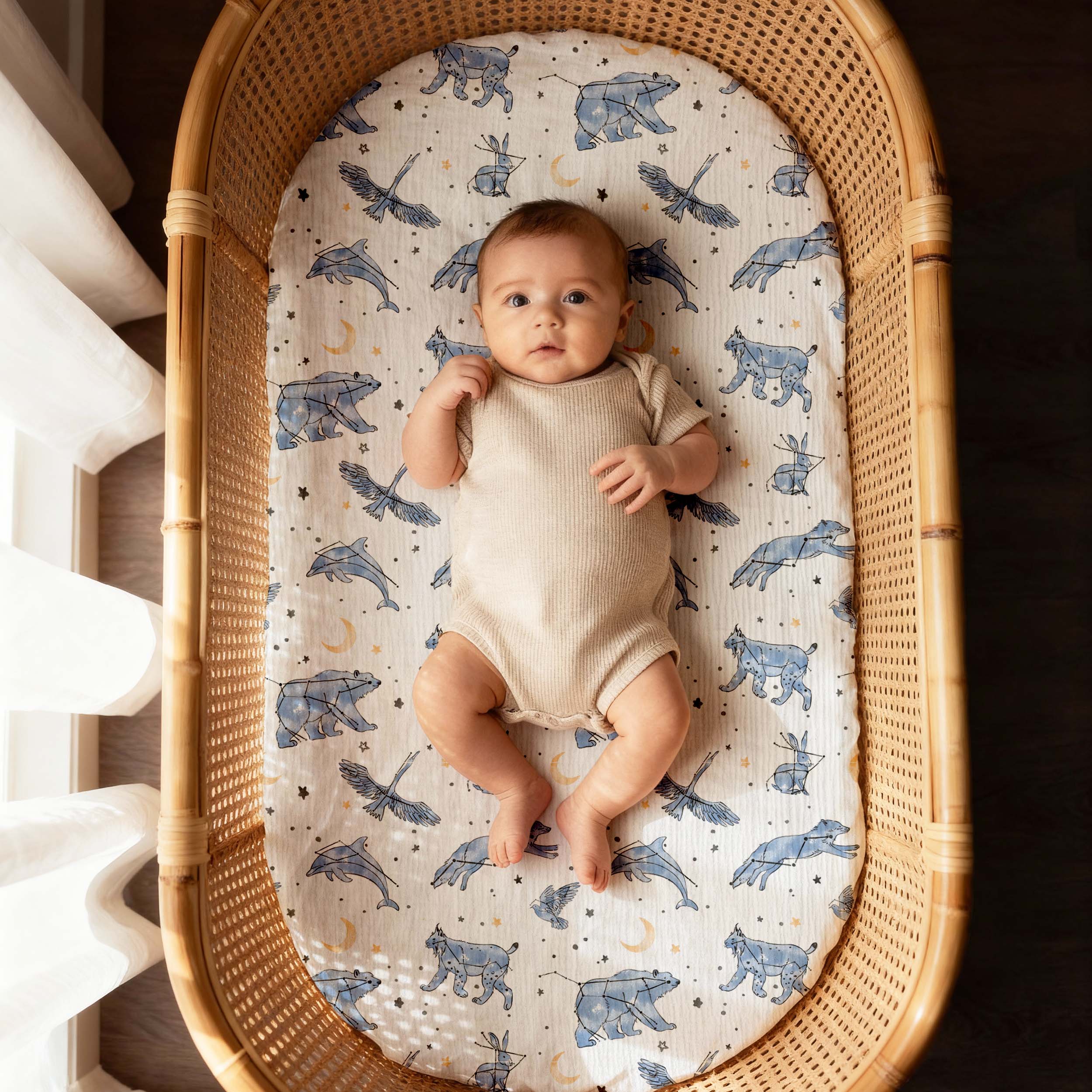 Star | Muslin Bassinet Sheets 3-Pack | 33''*17''