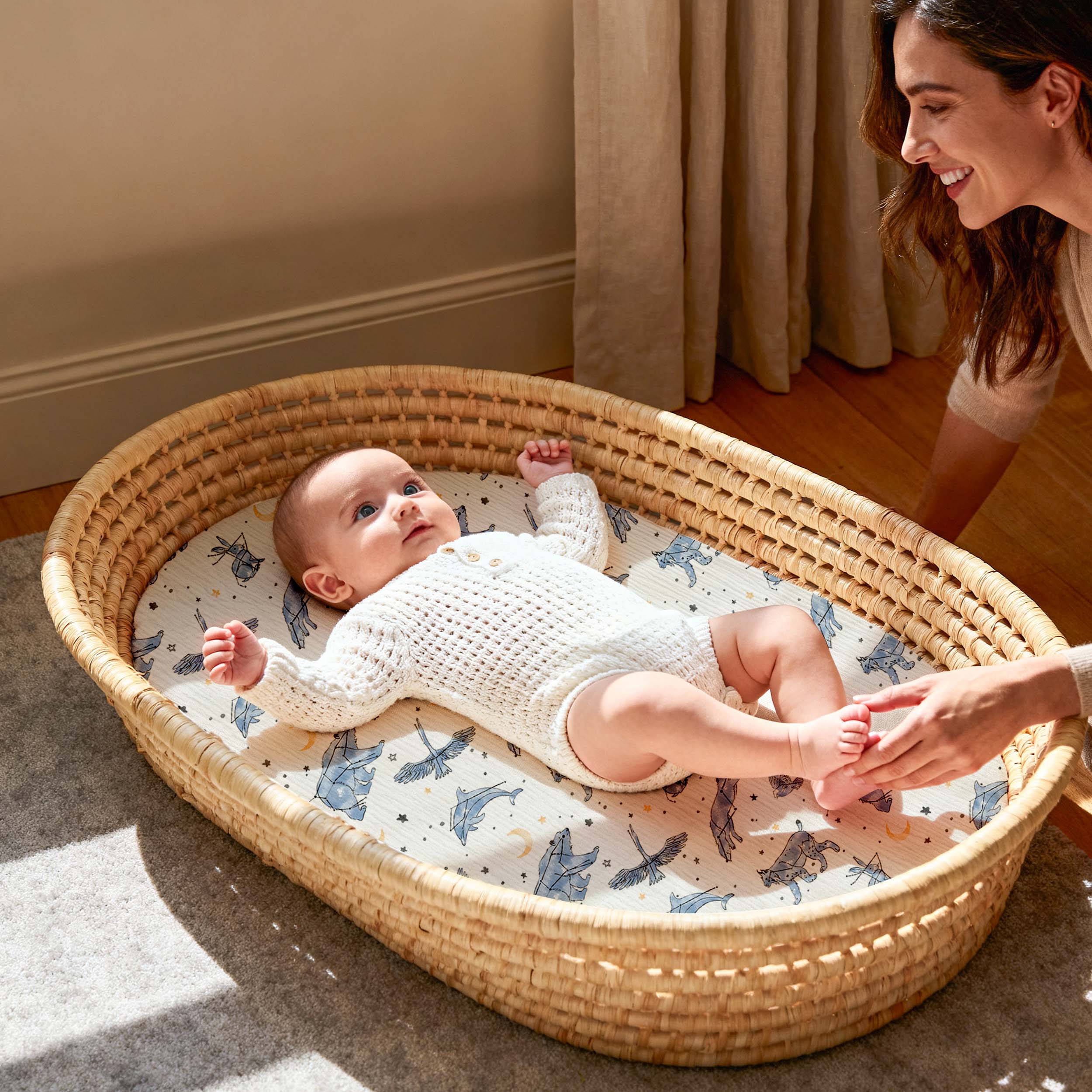 Star | Muslin Bassinet Sheets 3-Pack | 33''*17''