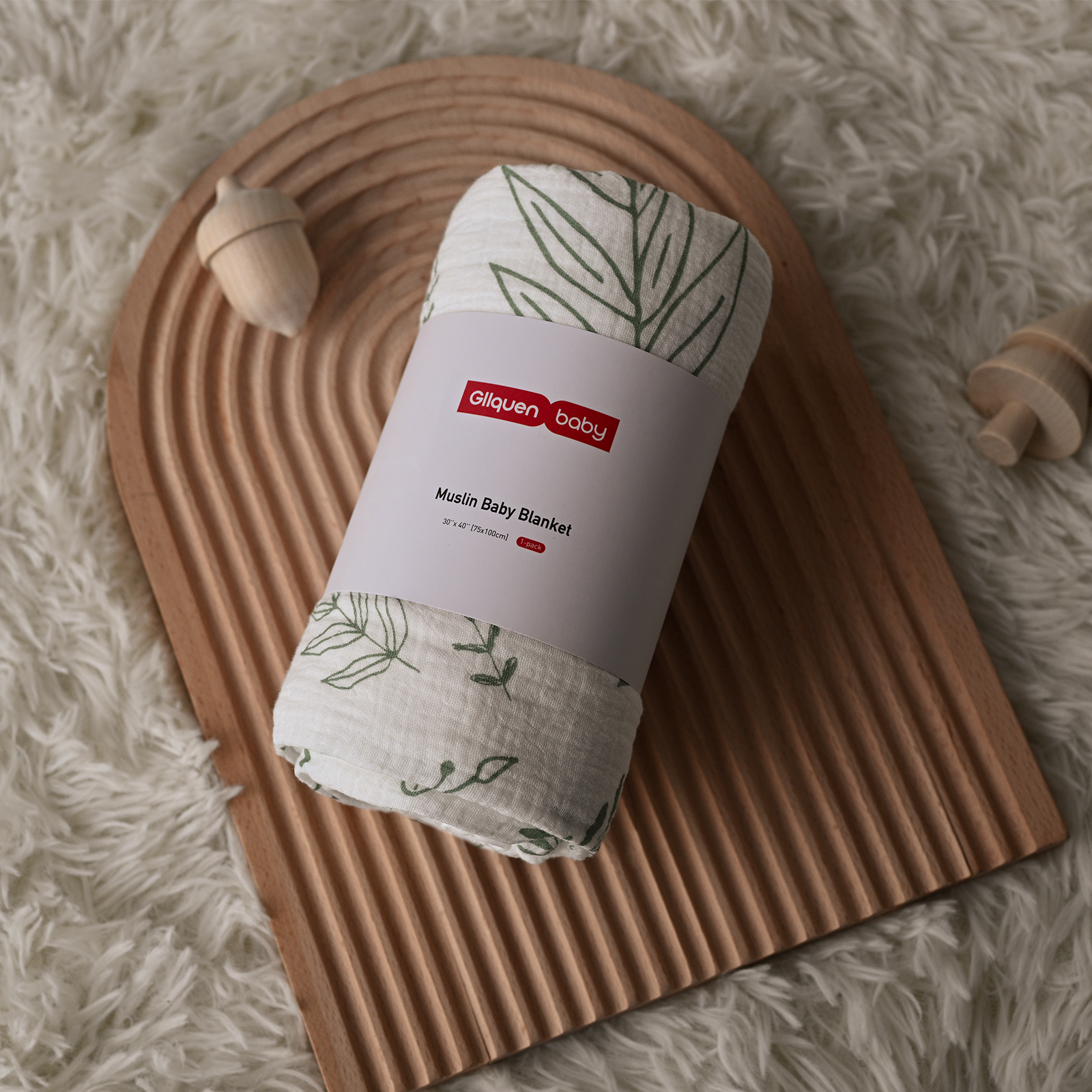 Greenery | Muslin and Fleece Plush Dot Blanket | 30''*40''