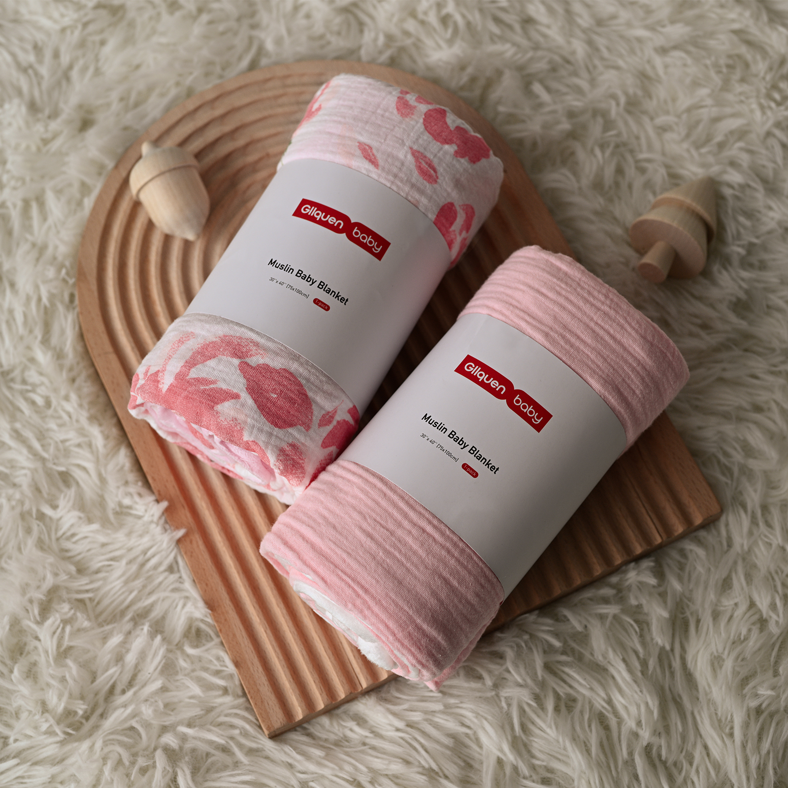 Pink Flower | Muslin and Fleece Plush Dot Blanket | 30''*40''