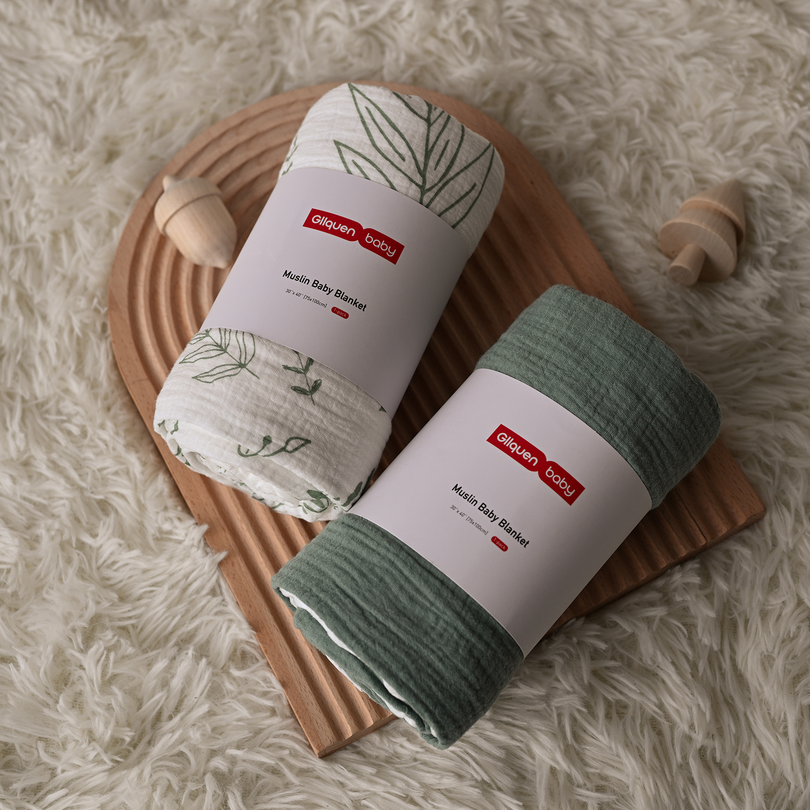 Greenery | Muslin and Fleece Plush Dot Blanket | 30''*40''