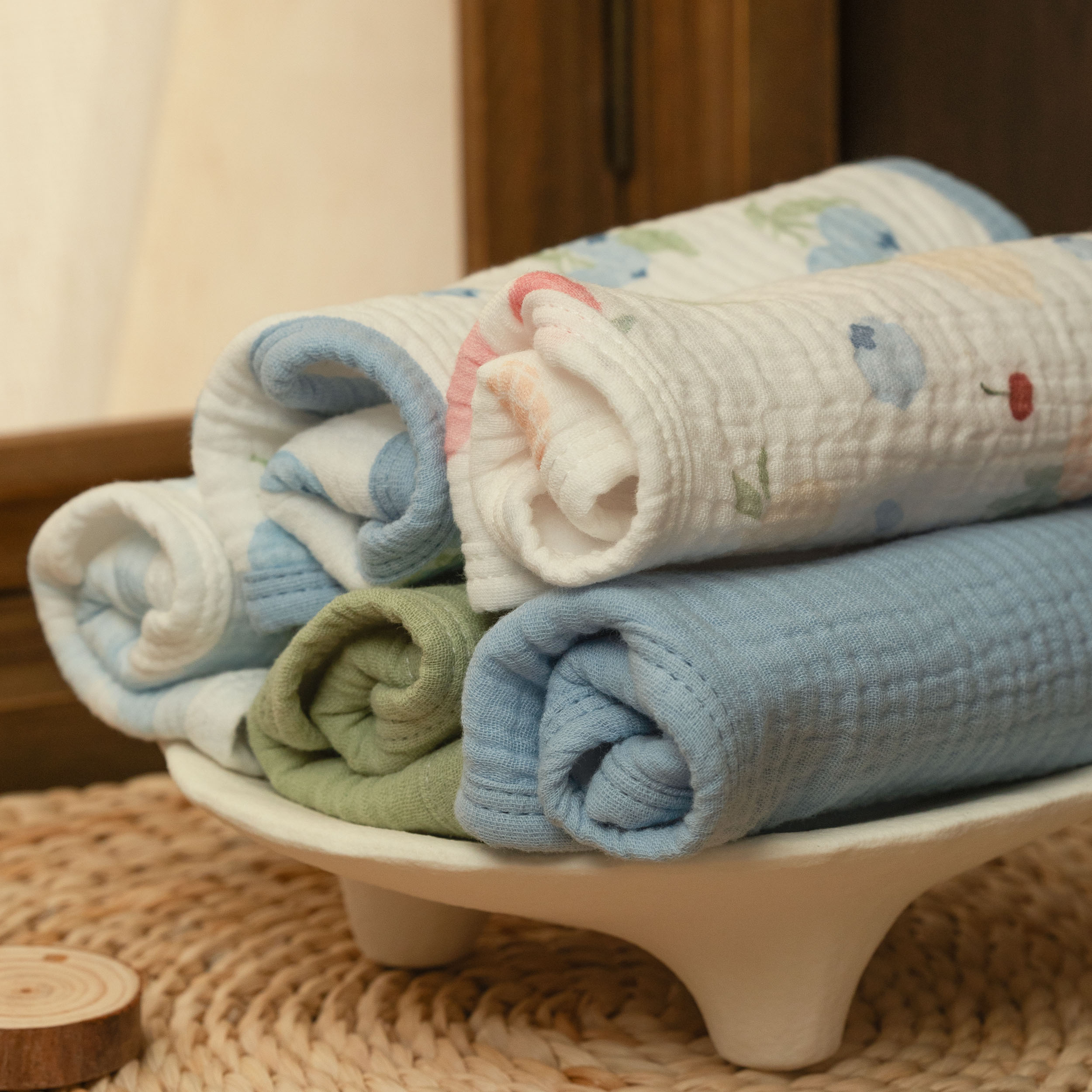 Azure Berry Dream | baby muslin bibs 6 pack | 0-36 months