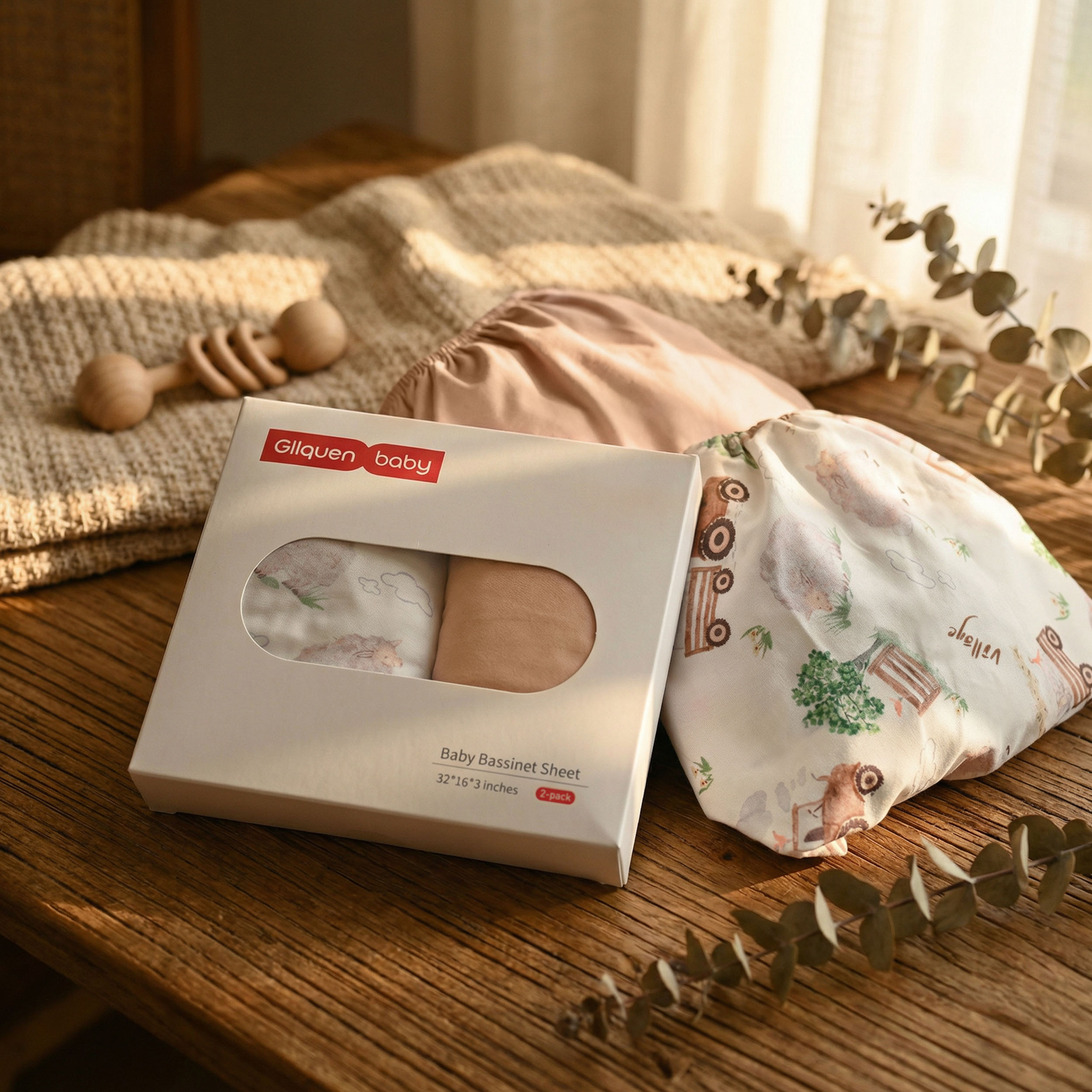 Barn Prelude | Bassinet Sheets 2-Pack | 16*32''