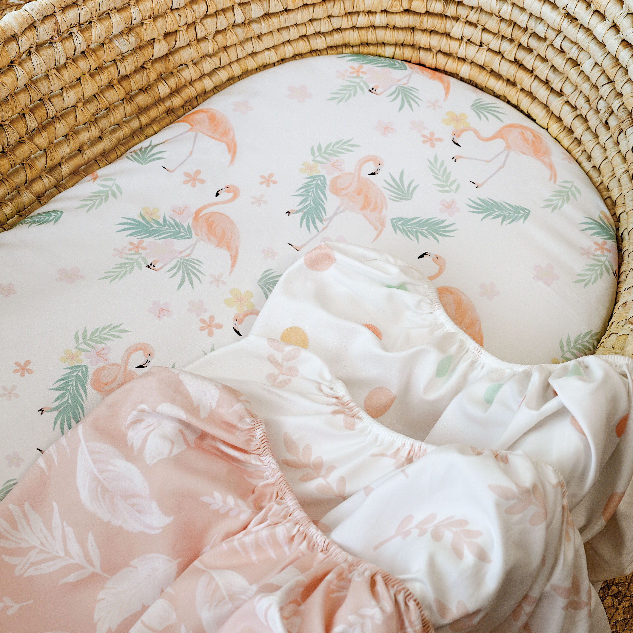 Flamingo Garden | Soft Microfiber Fitted Change Pad Cover & Bassinet Sheets 4 Pack | 16''*32''