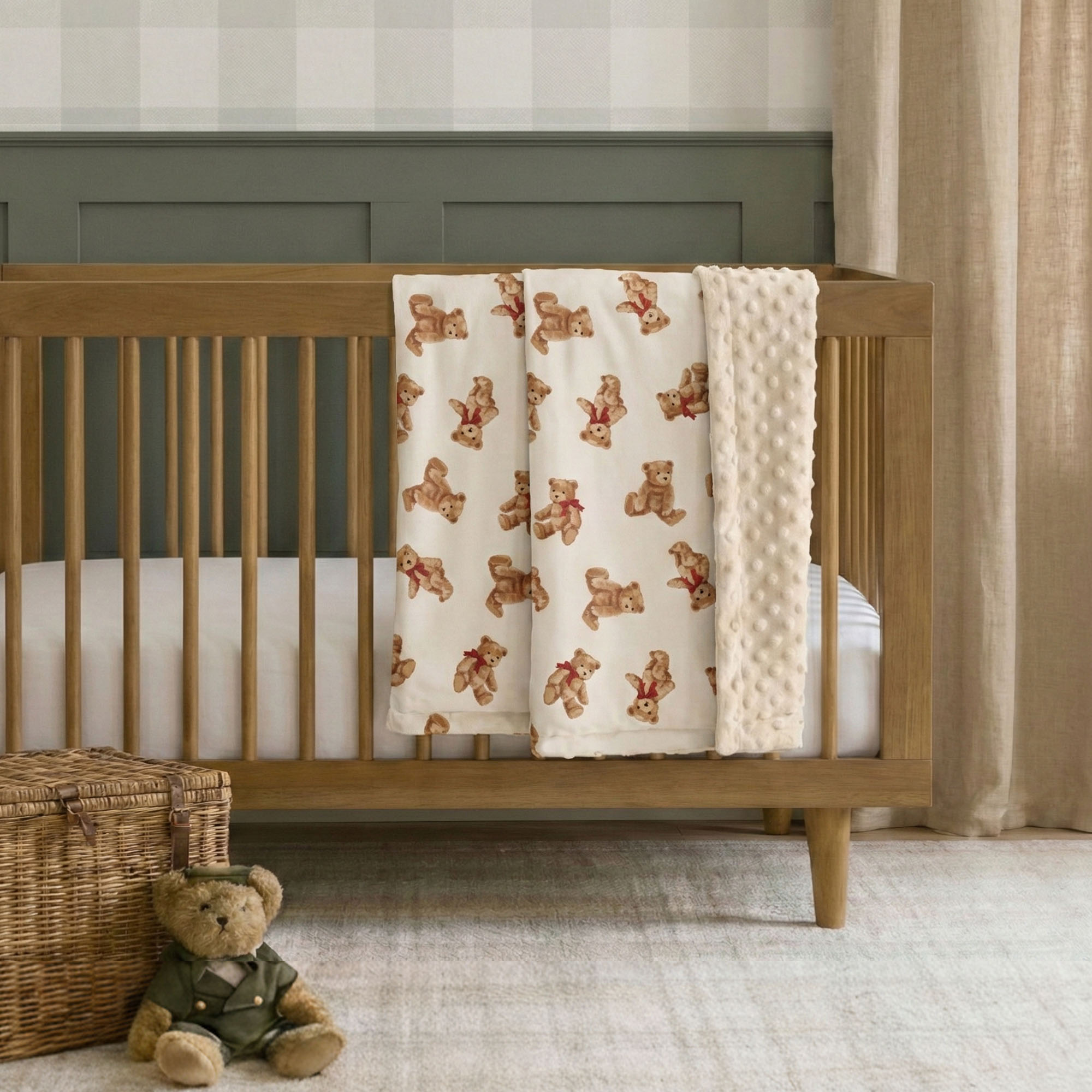 Creamy Brown Teddy | Fleece Plush Dot Blanket | 30''*40''