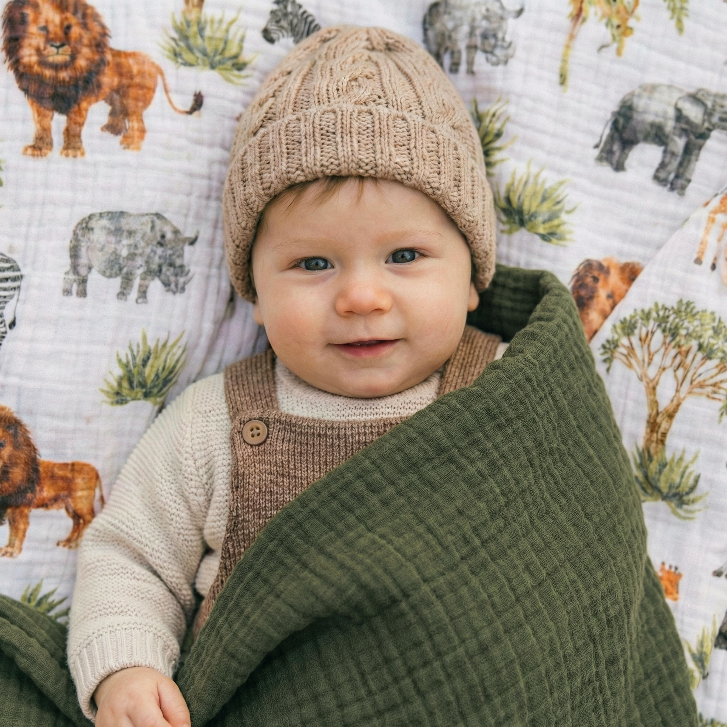 Muslin Swaddle Blankets 2-Pack | 38"x40" | Tropical Africa