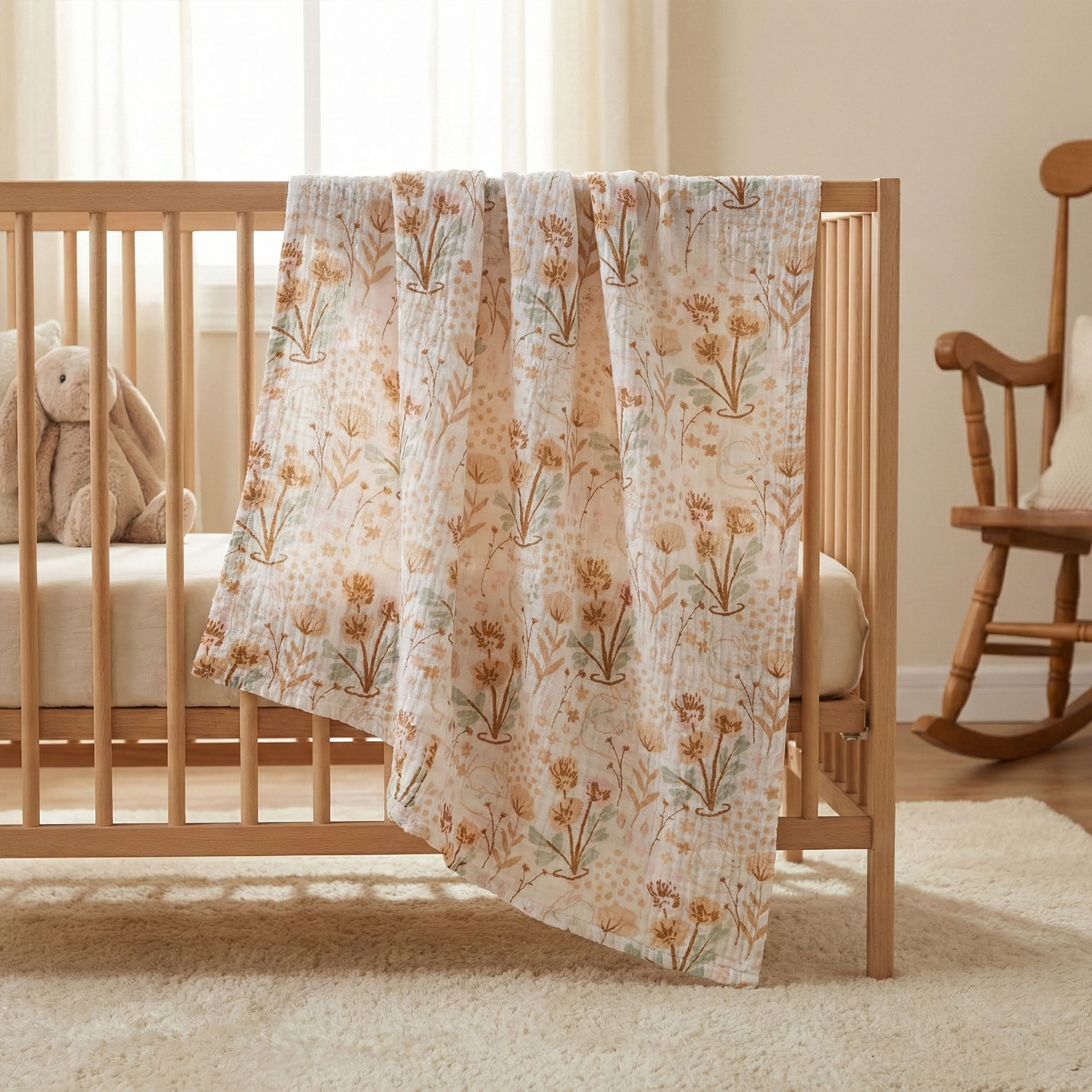 Muslin Swaddle Blankets 2-Pack | 38"x40" | Whisper of Autumn Fields
