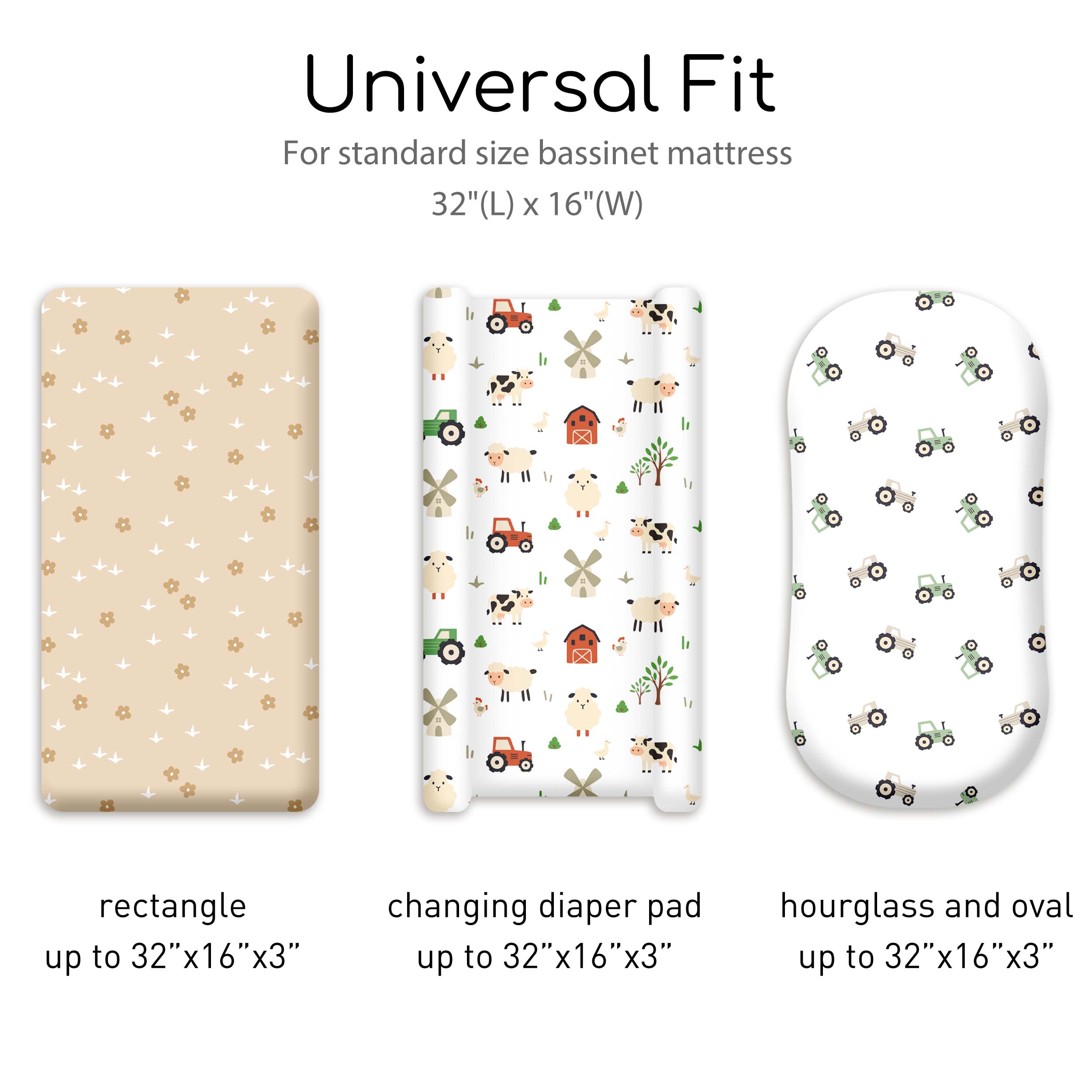 Pastoral Idyll | Bassinet Sheets 3-Pack | 17*33''