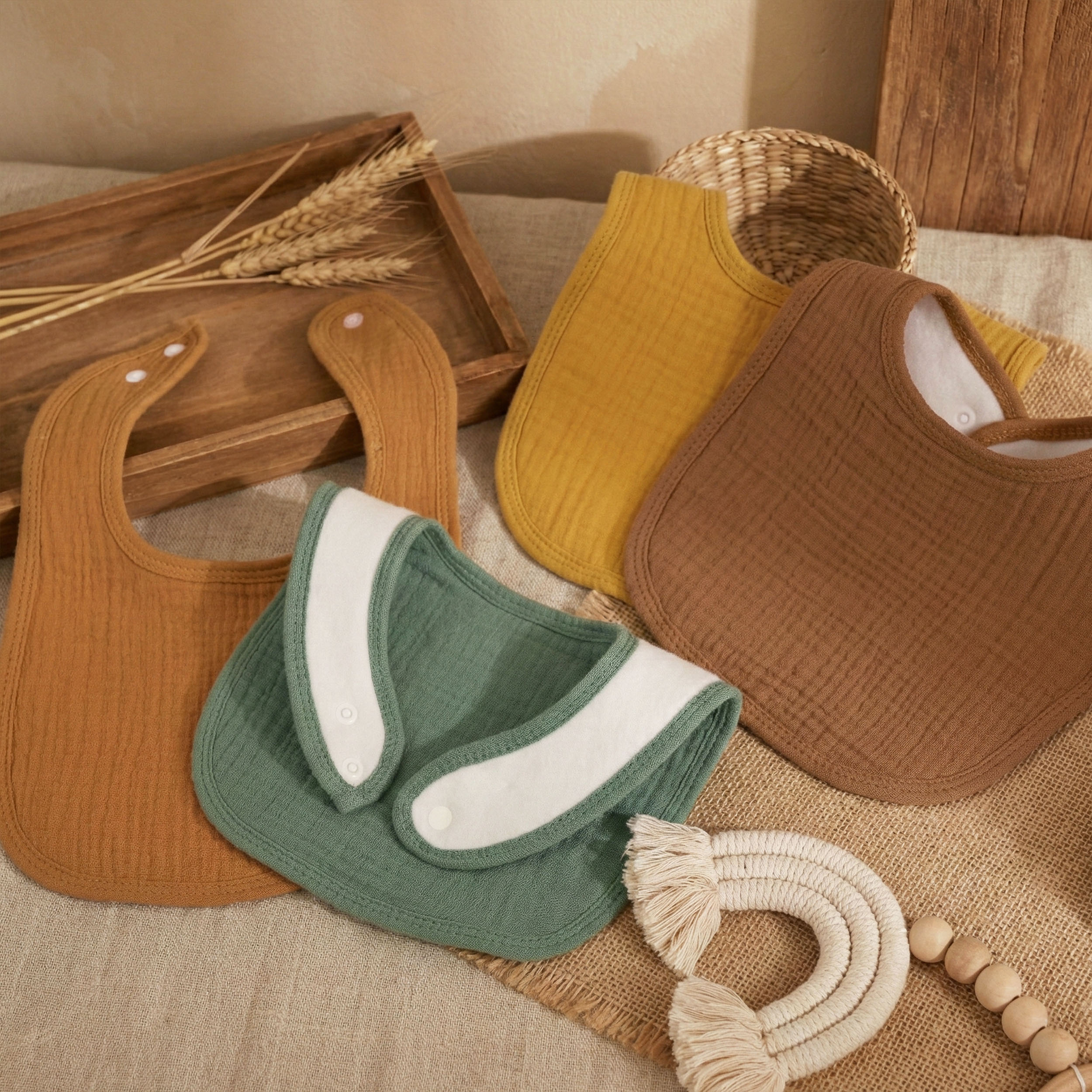 Cozy Rainbow Bib | baby muslin bibs 8 pack | 0-36 months