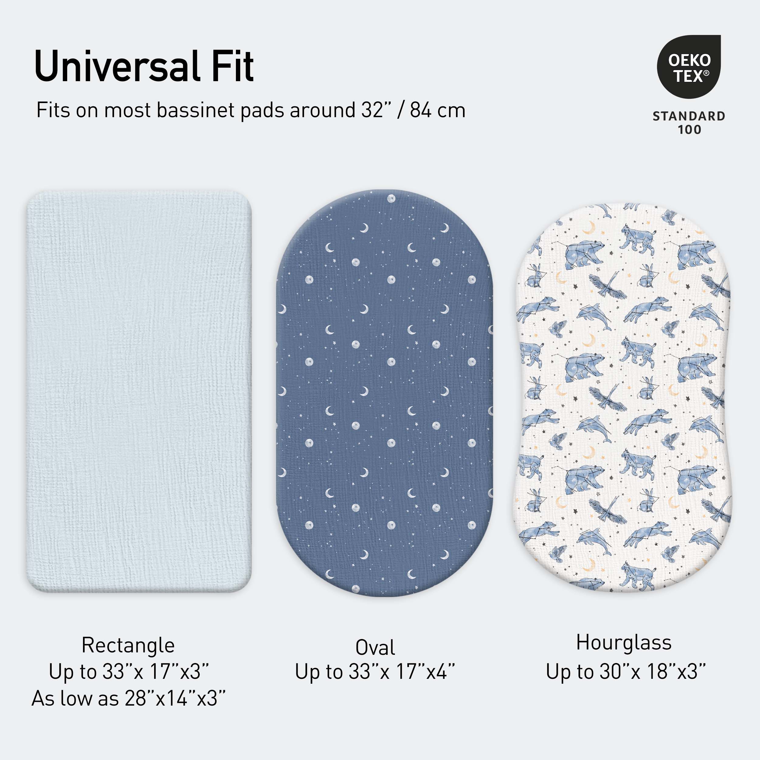 Star | Muslin Bassinet Sheets 3-Pack | 33''*17''