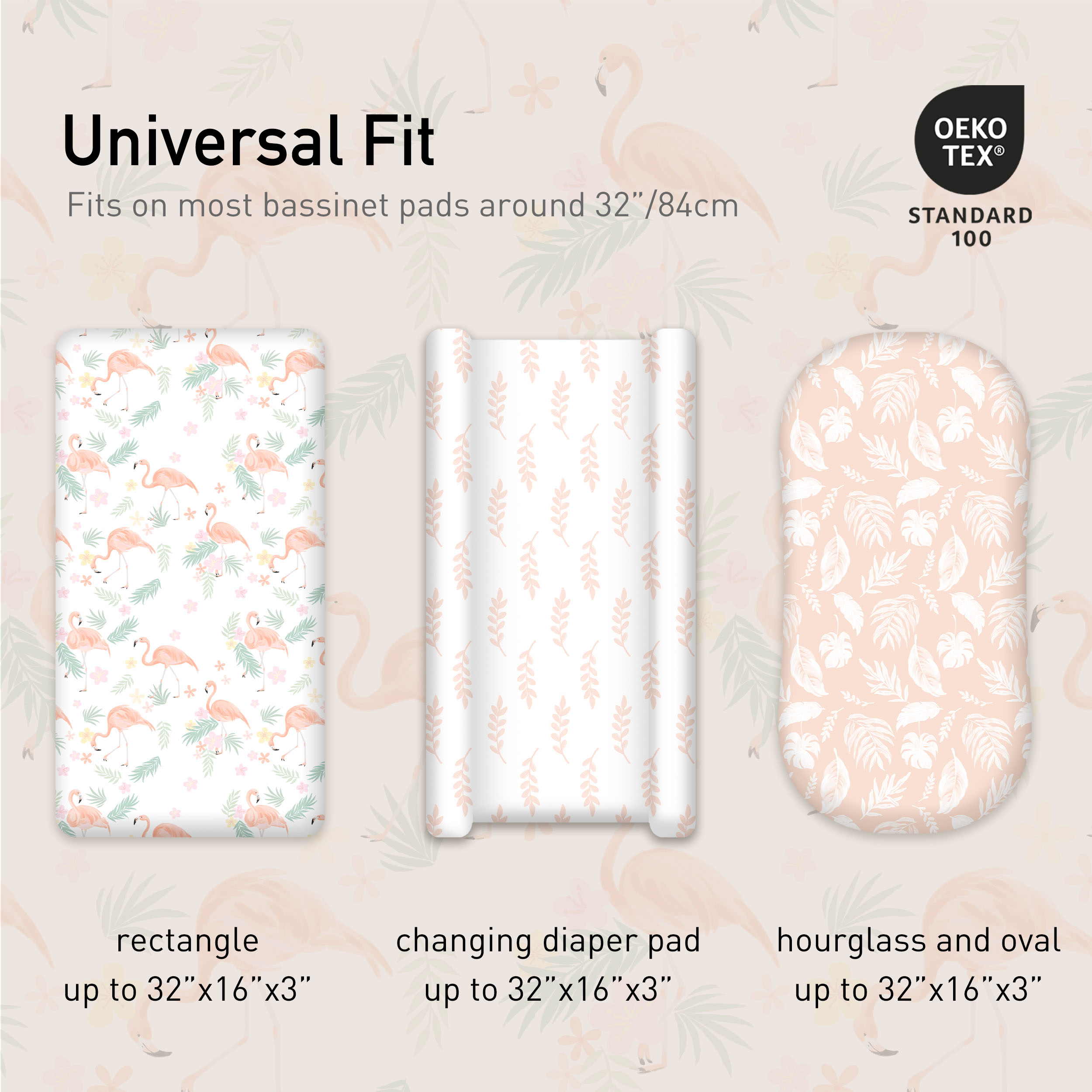 Flamingo Garden | Soft Microfiber Fitted Change Pad Cover & Bassinet Sheets 4 Pack | 16''*32''