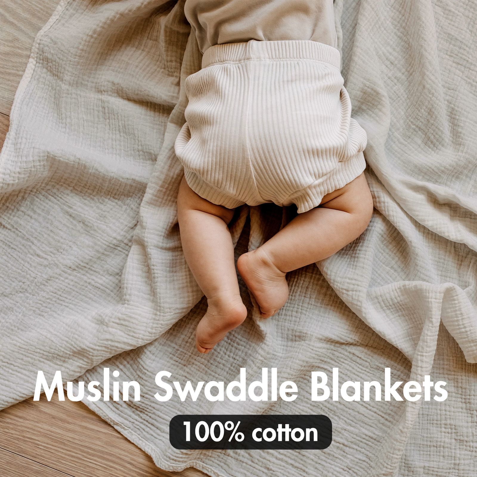 Muslin Swaddle Blankets 3-Pack, 38"x40" - Eucalyptus 