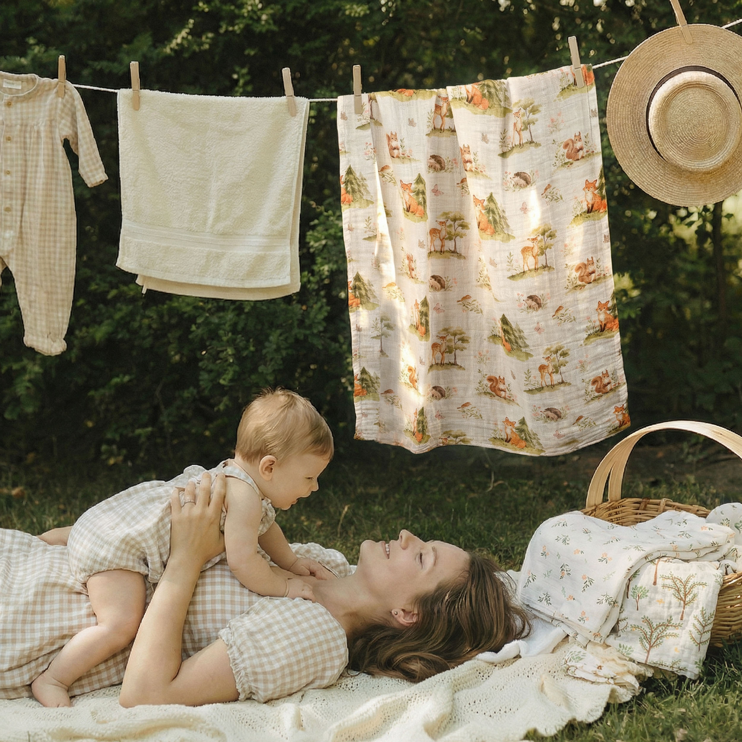 Muslin Swaddle Blankets 4-Pack | 31.5x43.3" | Sylvans