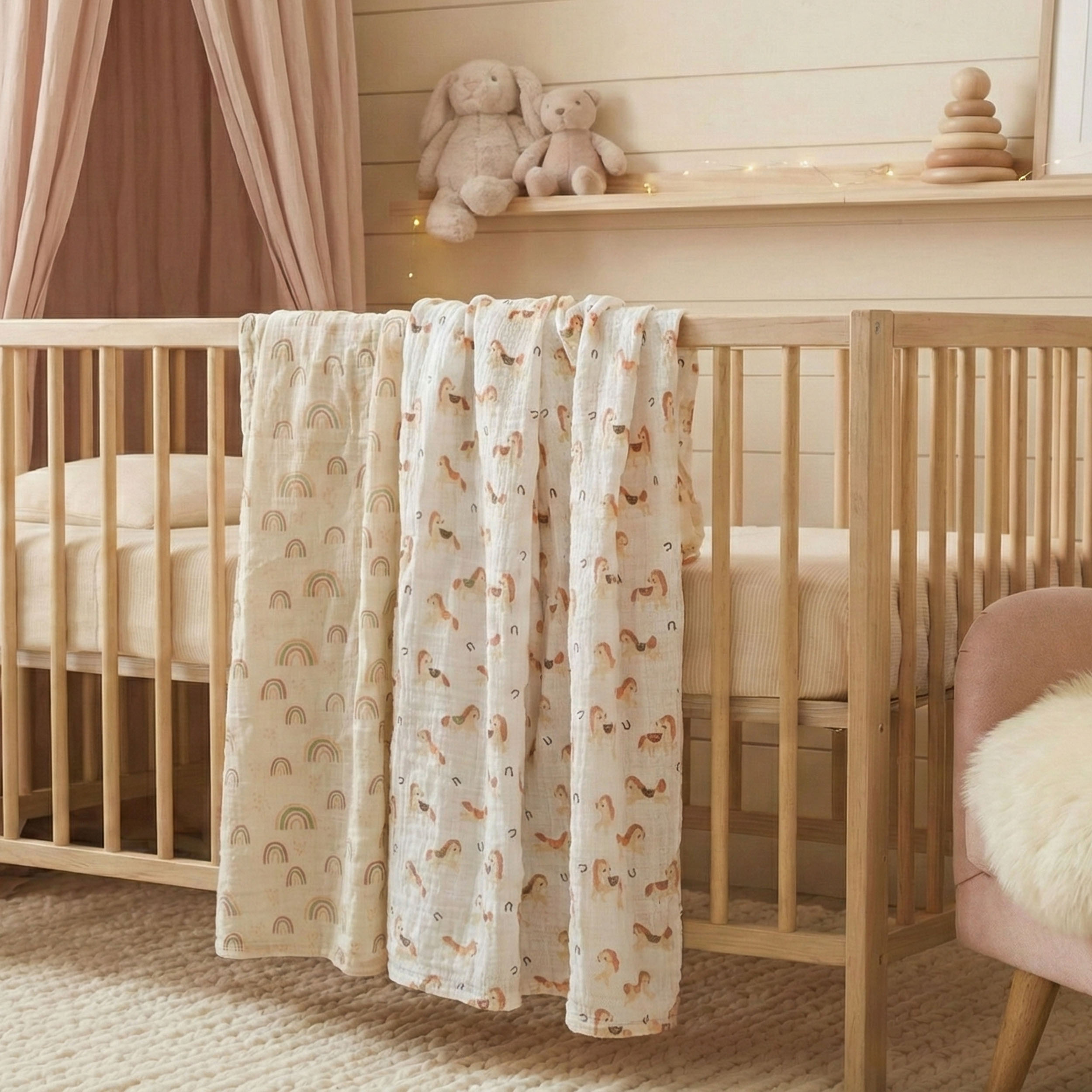 Muslin Swaddle Blankets 4-Pack | 31.5x43.3" | Cloudside Baby Dream