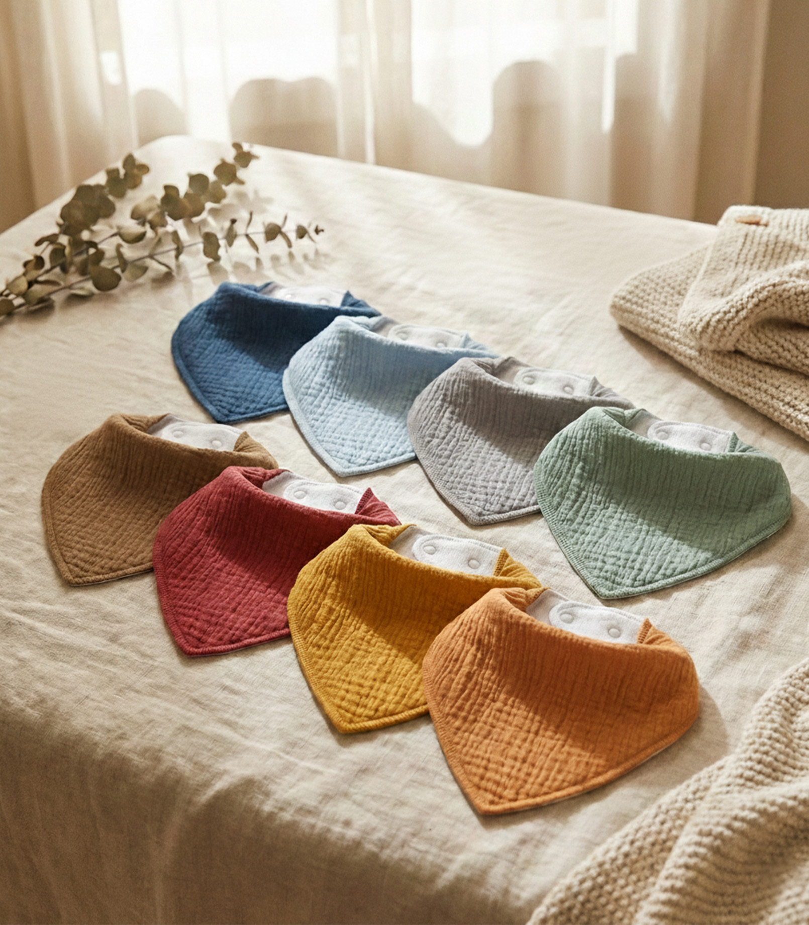 Concerto Palette | Soft & Absorbent Muslin Bandana Bibs 8 Pack