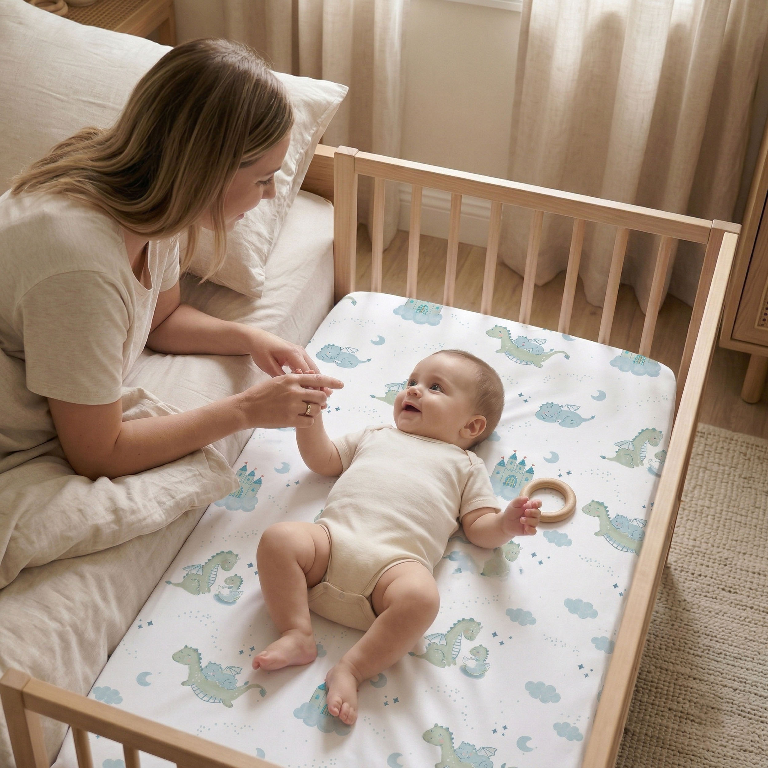 Fairy Dragon and Castle | Bassinet Sheets 3-Pack | 33*20''