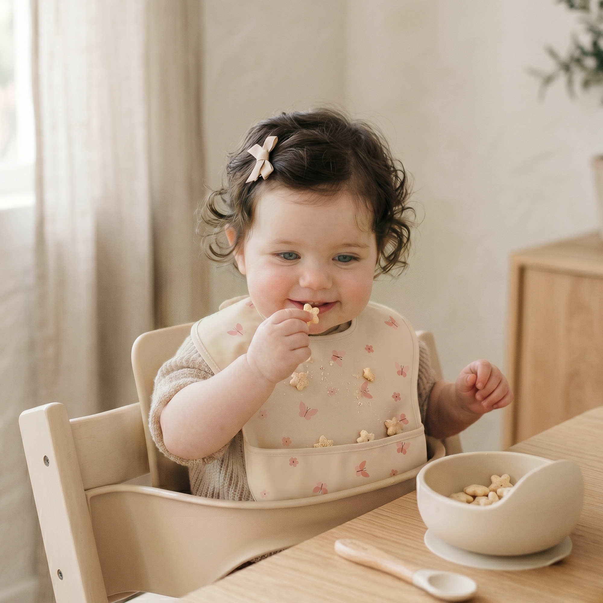 Blush Butterfly Waltz | Gllquen baby Waterproof Bibs 3 Pack | 3-24 Months