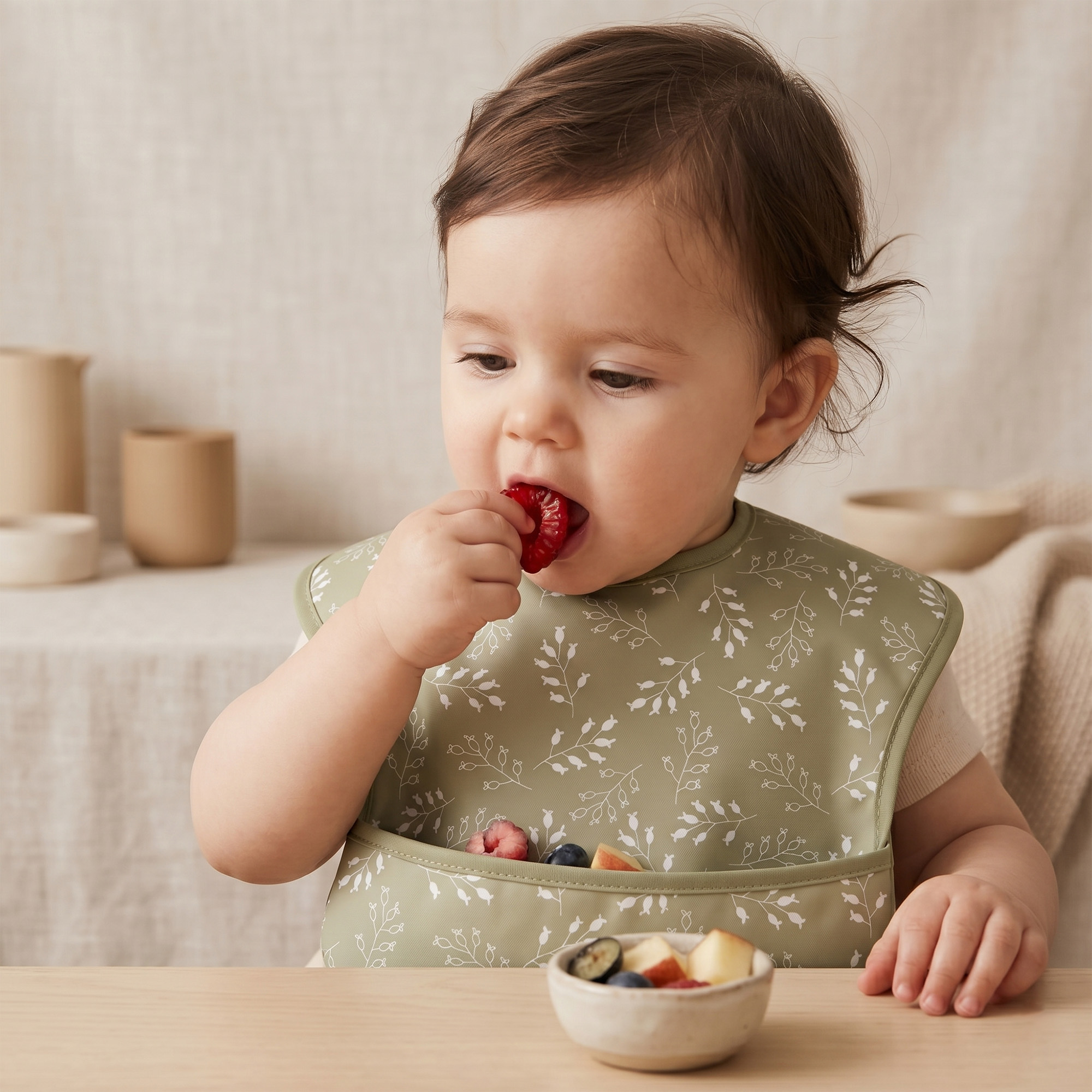 Sage Flora Whisper | Gllquen baby Waterproof Bibs 3 Pack | 3-24 Months