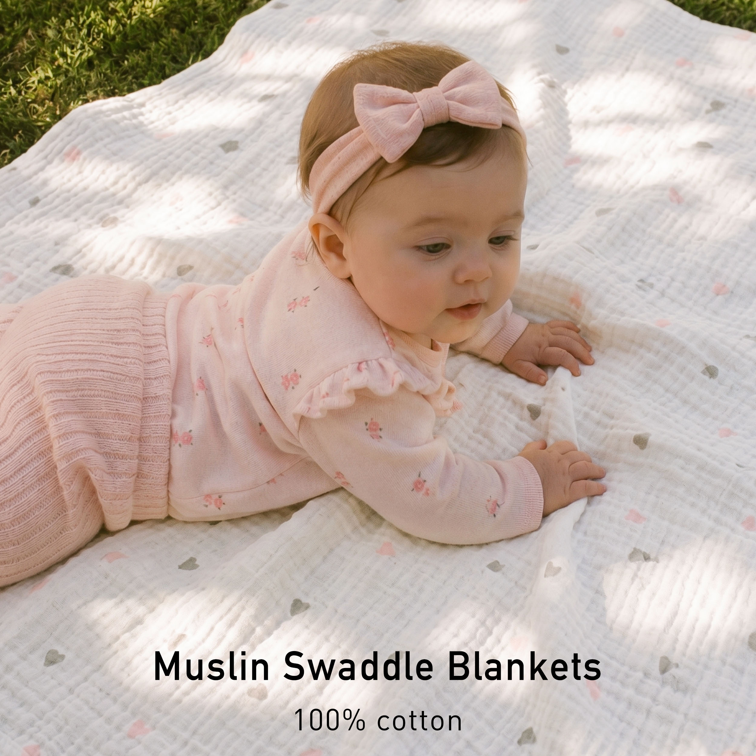 Muslin Swaddle Blankets 3-Pack | 38"x40" | Pink Sweet Sprout
