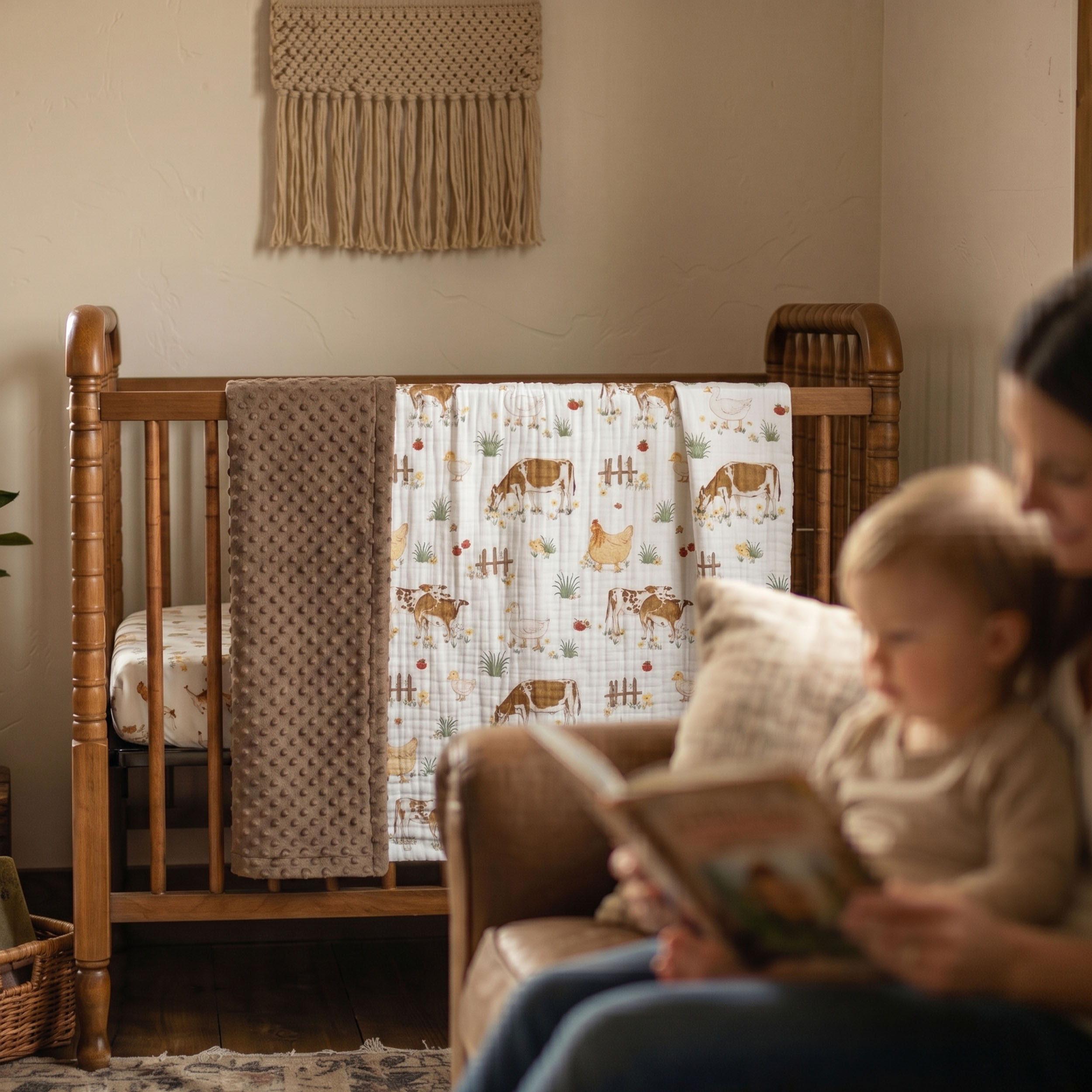 Country Farm | Muslin and Fleece Plush Dot Blanket | 30''*40''