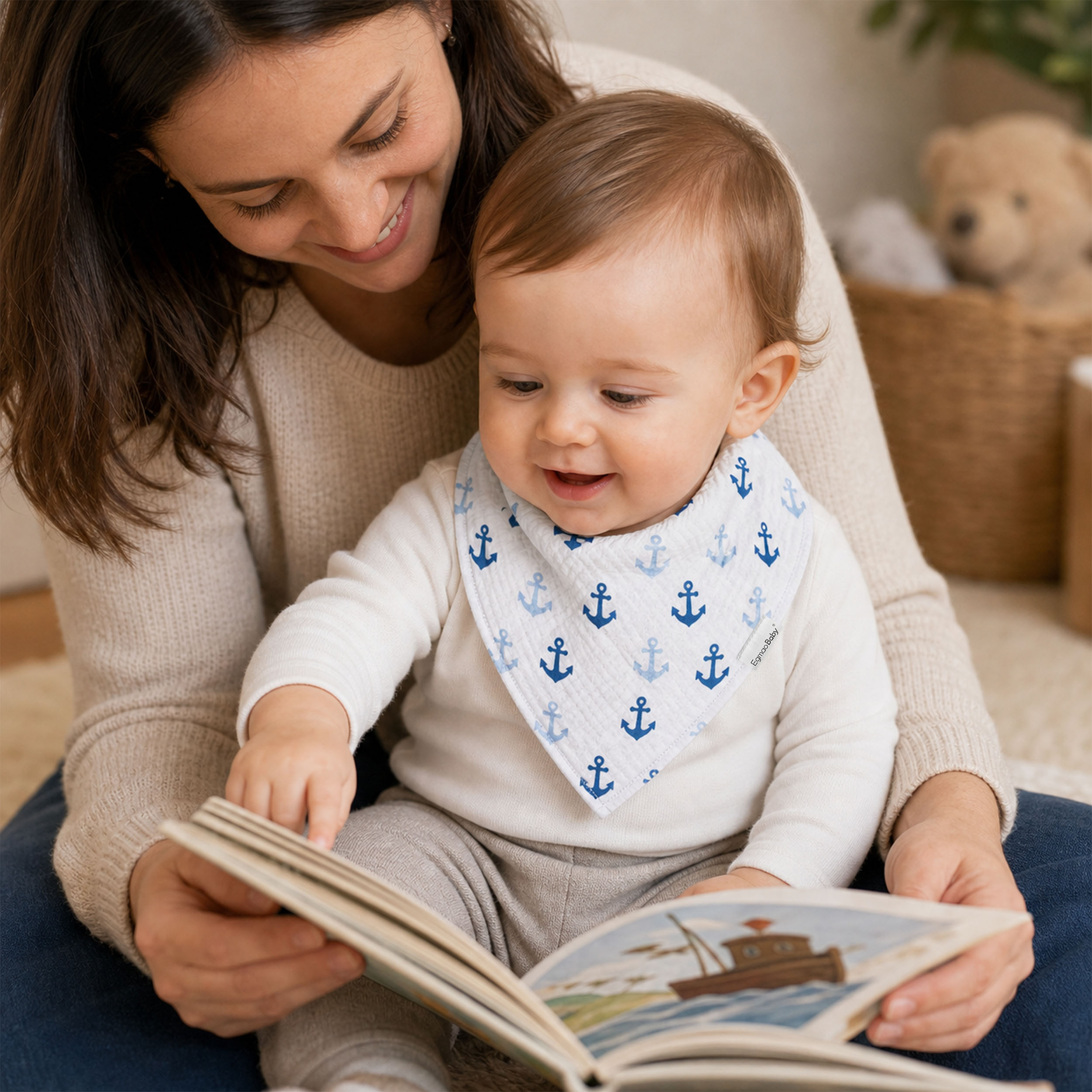 Ocean Breeze Sail | Soft & Absorbent Muslin Bandana Bibs 10 Pack