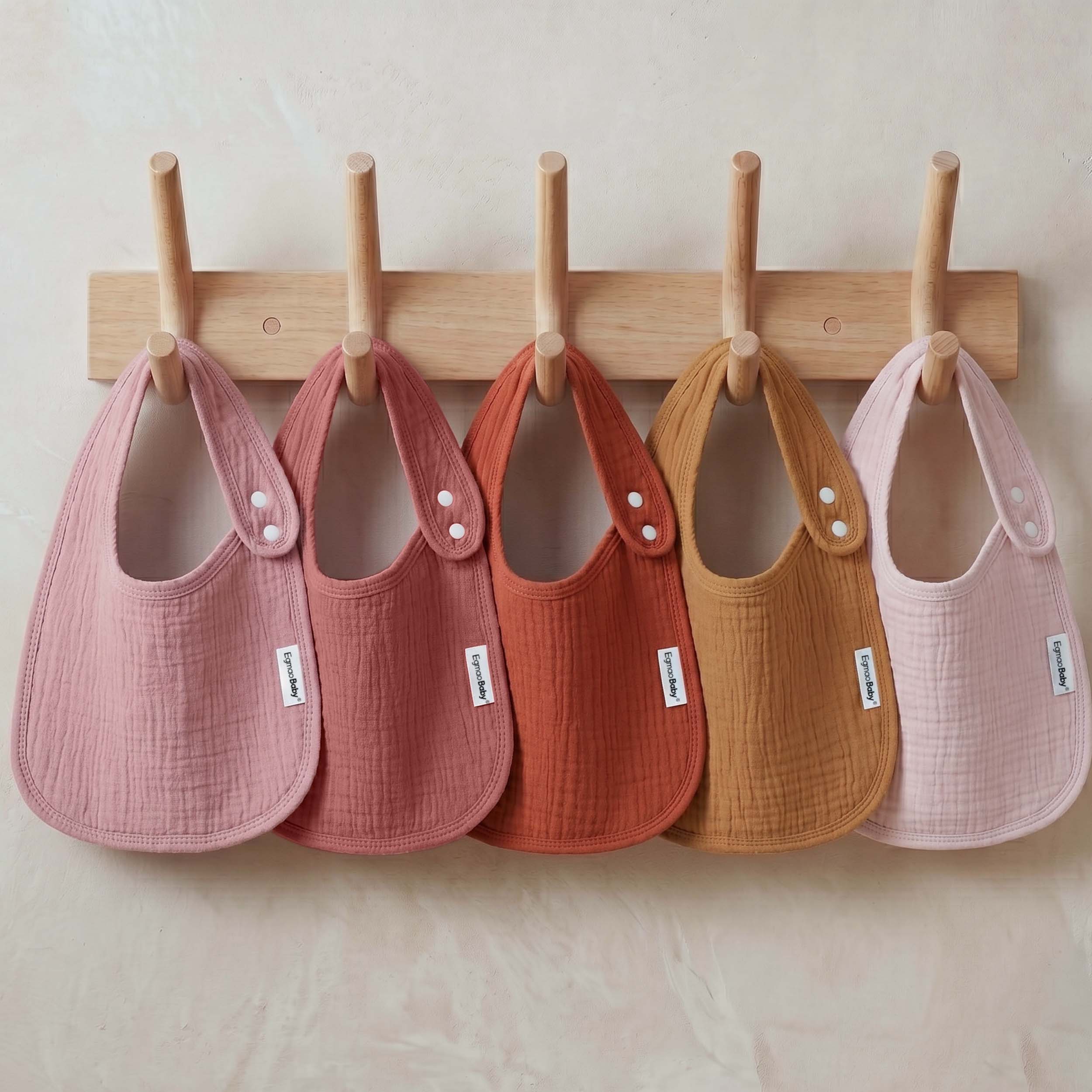 Caramel Clay Texture | baby muslin bibs 5 pack | 0-36 months