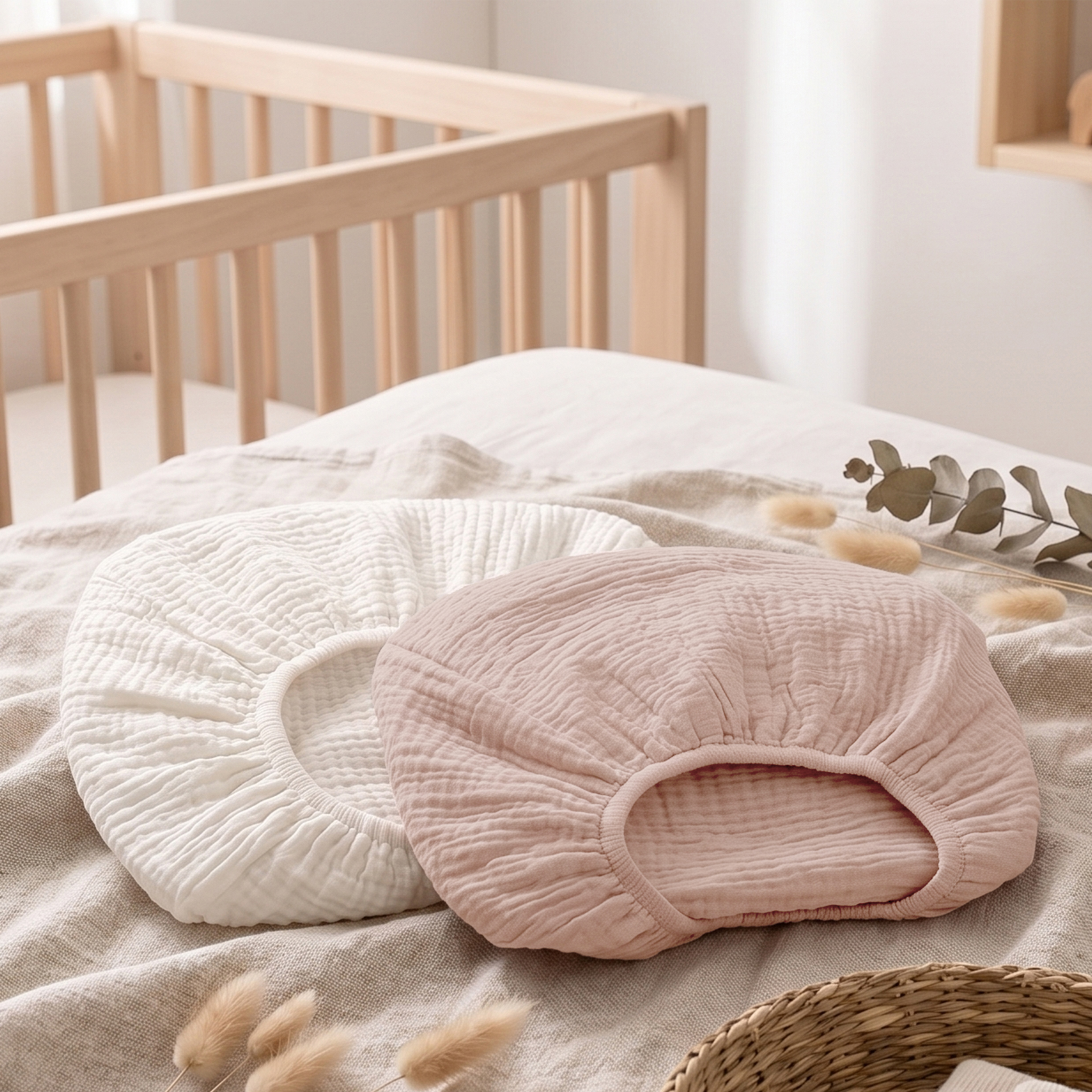 Elegant Rose Oat | Muslin Bassinet Sheet 2-Pack | 33''*20''