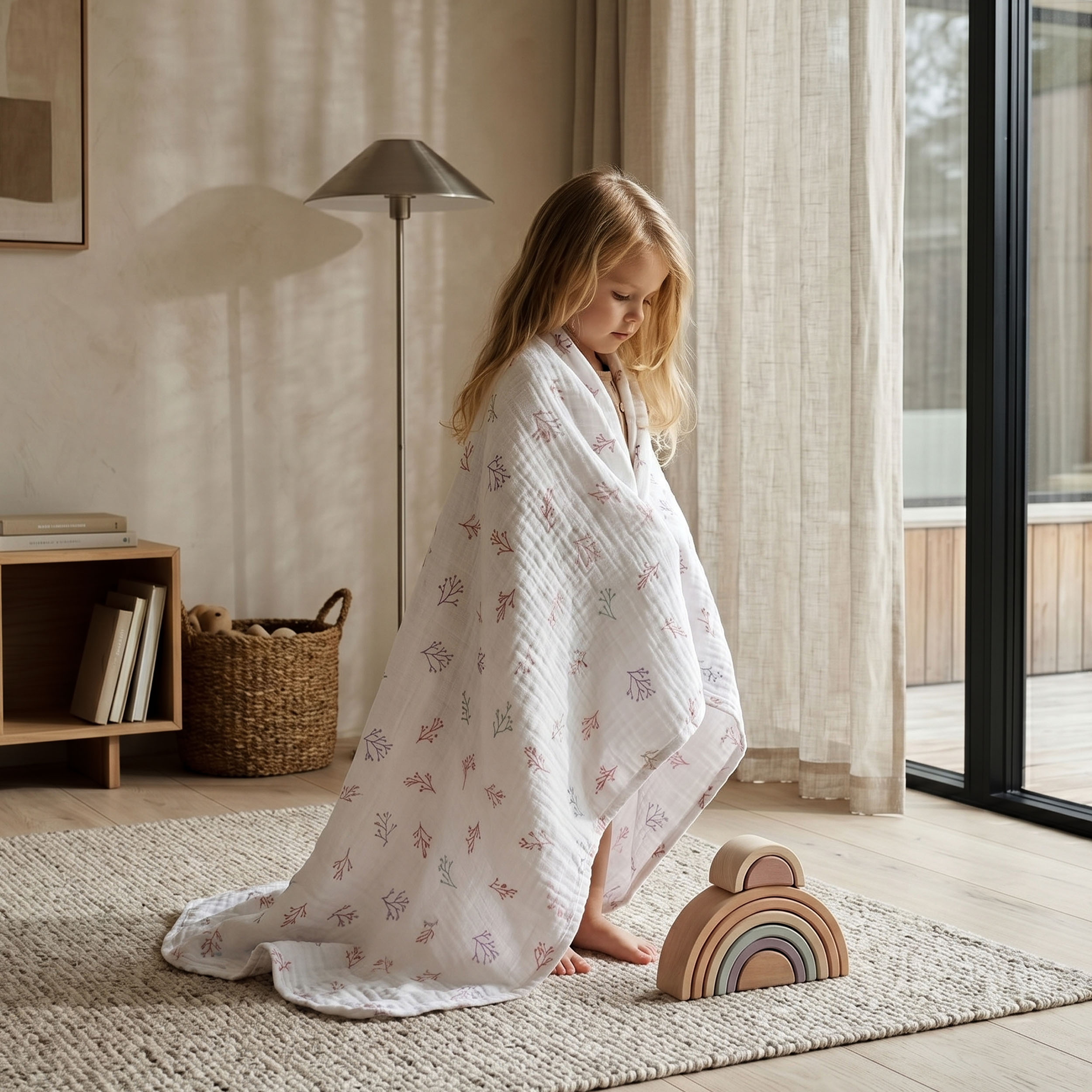 Muslin Swaddle Blankets 3-Pack | 38"x40" | Pink Flamingo Palm