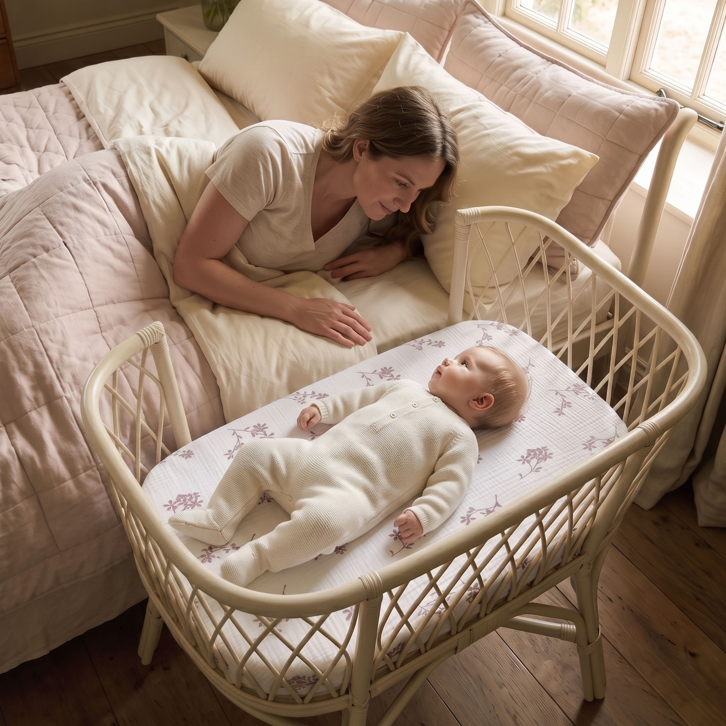 Vintage Rose Serenade | Muslin Bassinet Sheet 3-Pack | 33''*20''