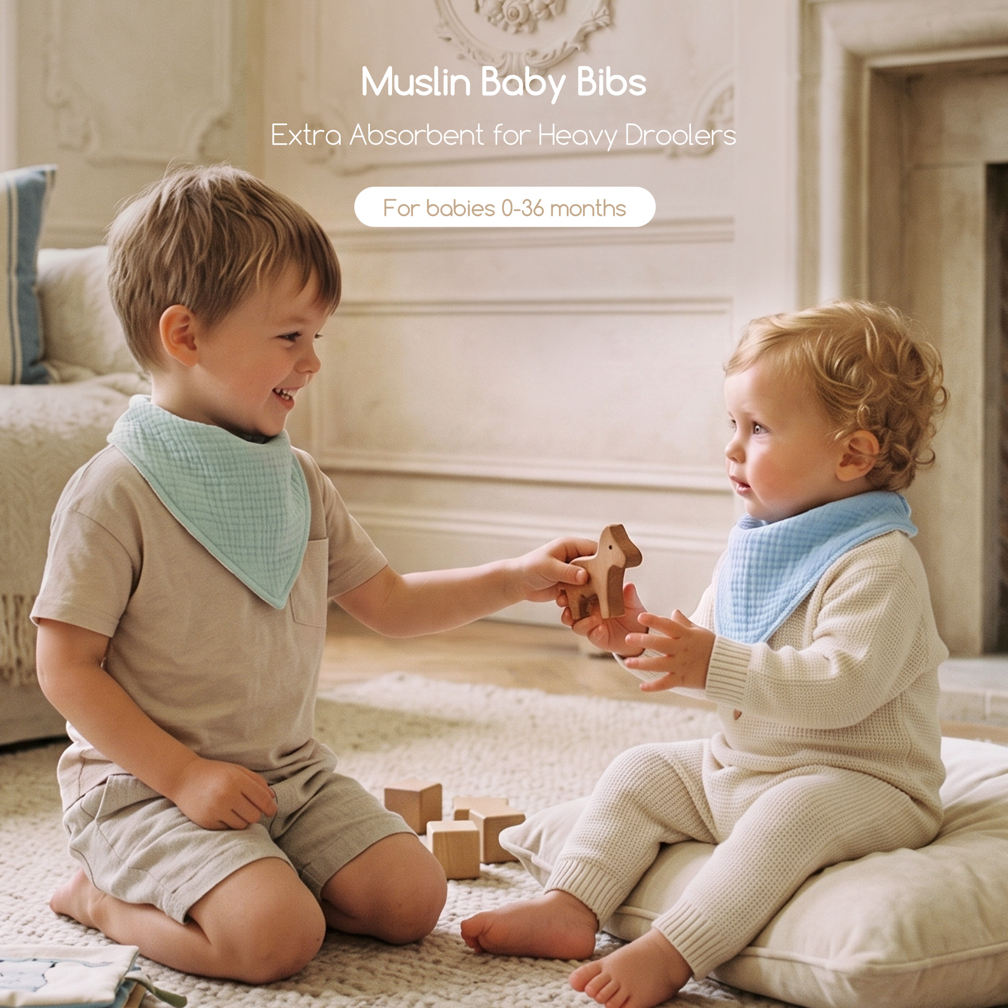 Cool Nature Mute | Soft & Absorbent Muslin Bandana Bibs 10 Pack