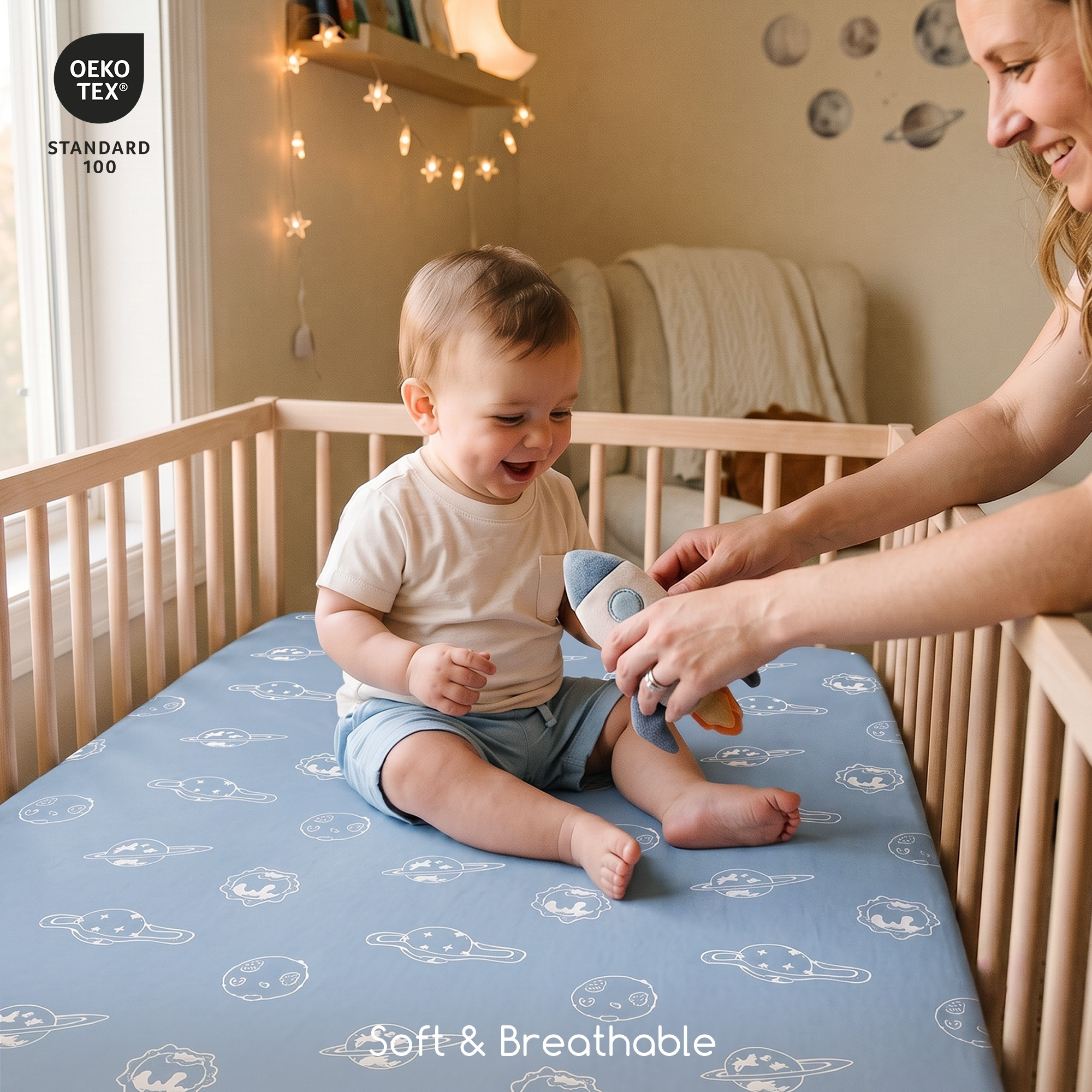 Midnight Space Adventure | Soft Microfiber Baby Crib Sheets 3 Pack