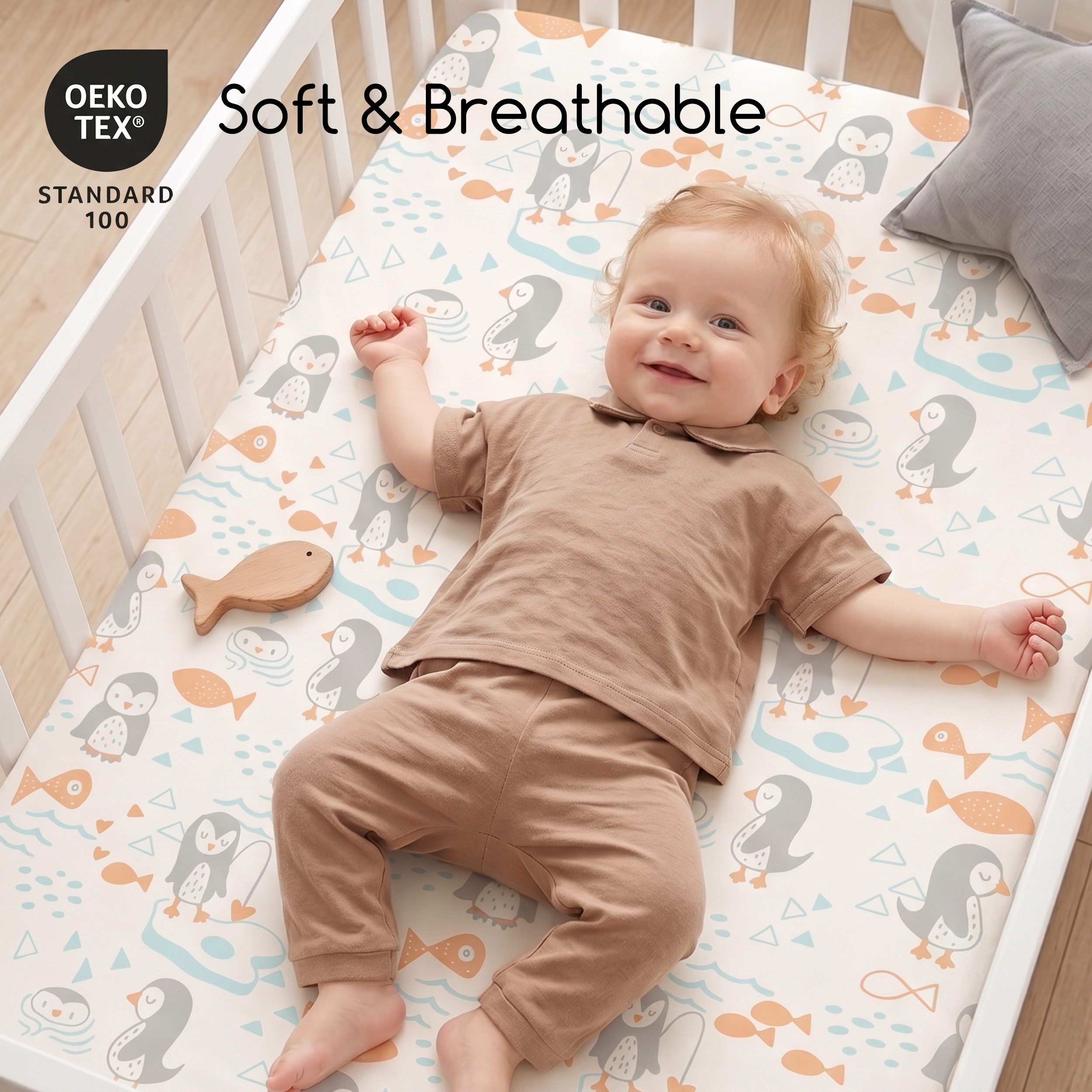 Sage Arctic Friends | Soft Microfiber Baby Crib Sheets 3 Pack